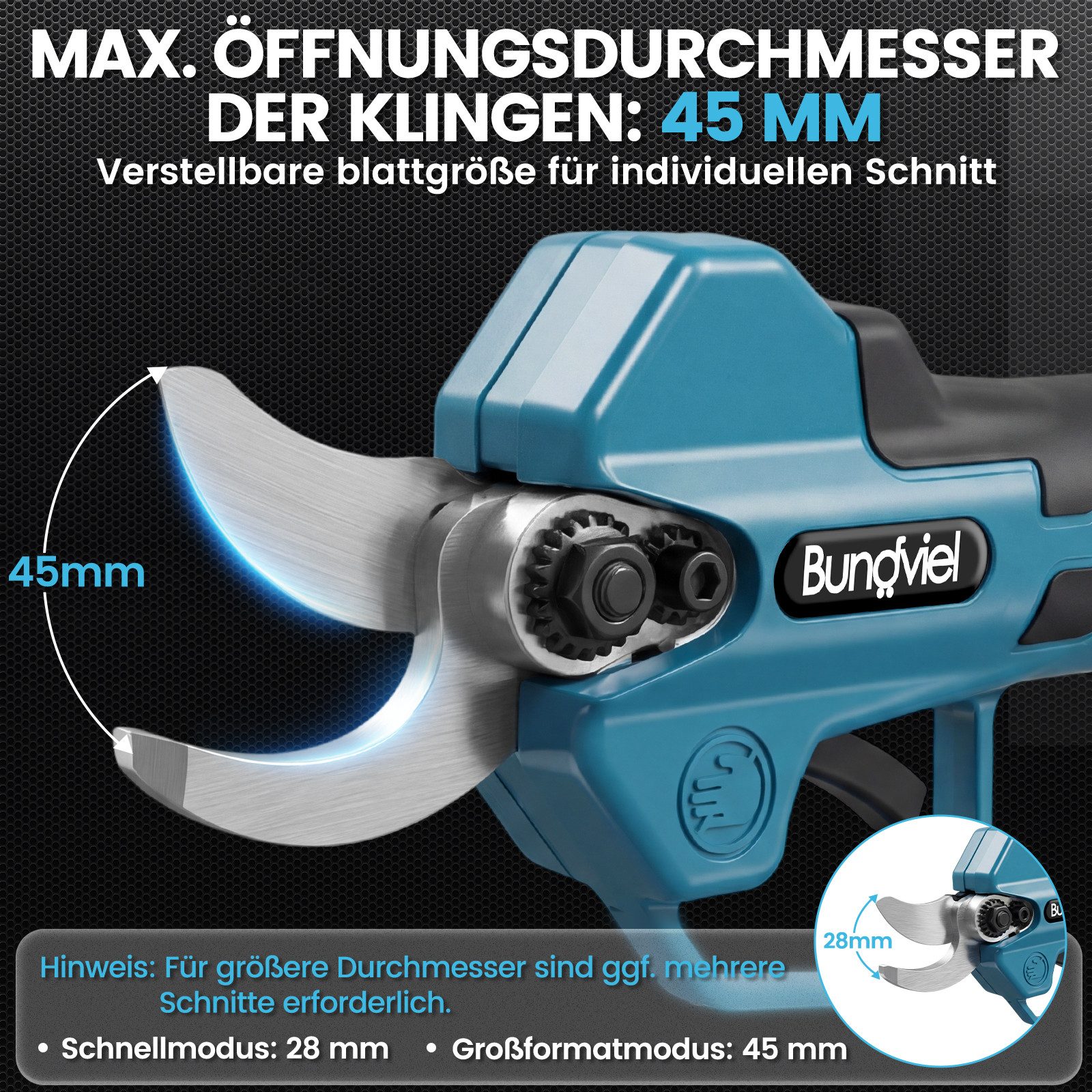 Bundviel Akku-Astschere 21V.Elektrische Gartenschere-Akku Astschere Baumschere Rosenschere