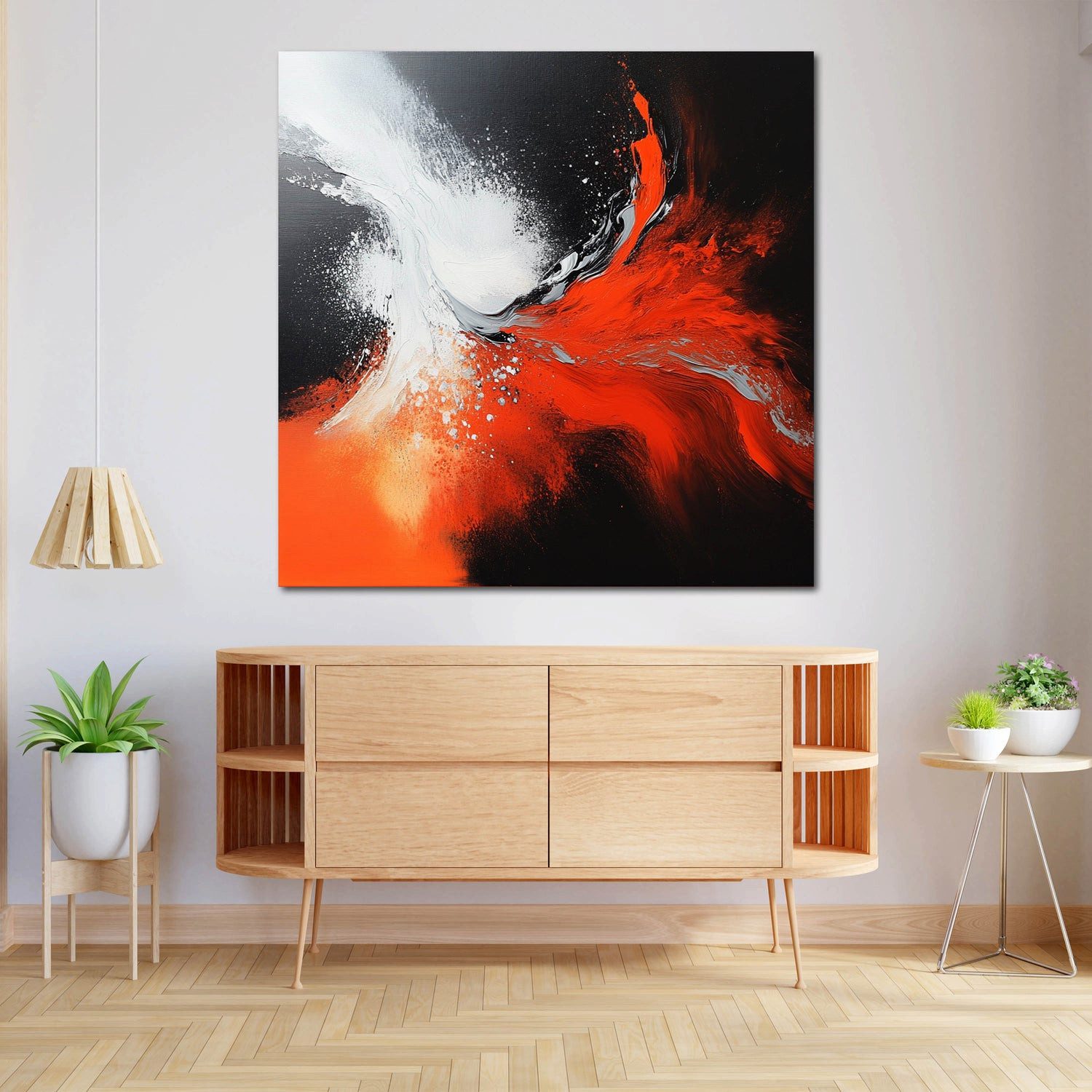 Artedinoi Leinwandbild Abstrakt Rot Weiß Schwarz Leinwandbild Wandbild Kunstdruck XL Wanddeko, Abstrakt in Rot, Weiß, Schwarz