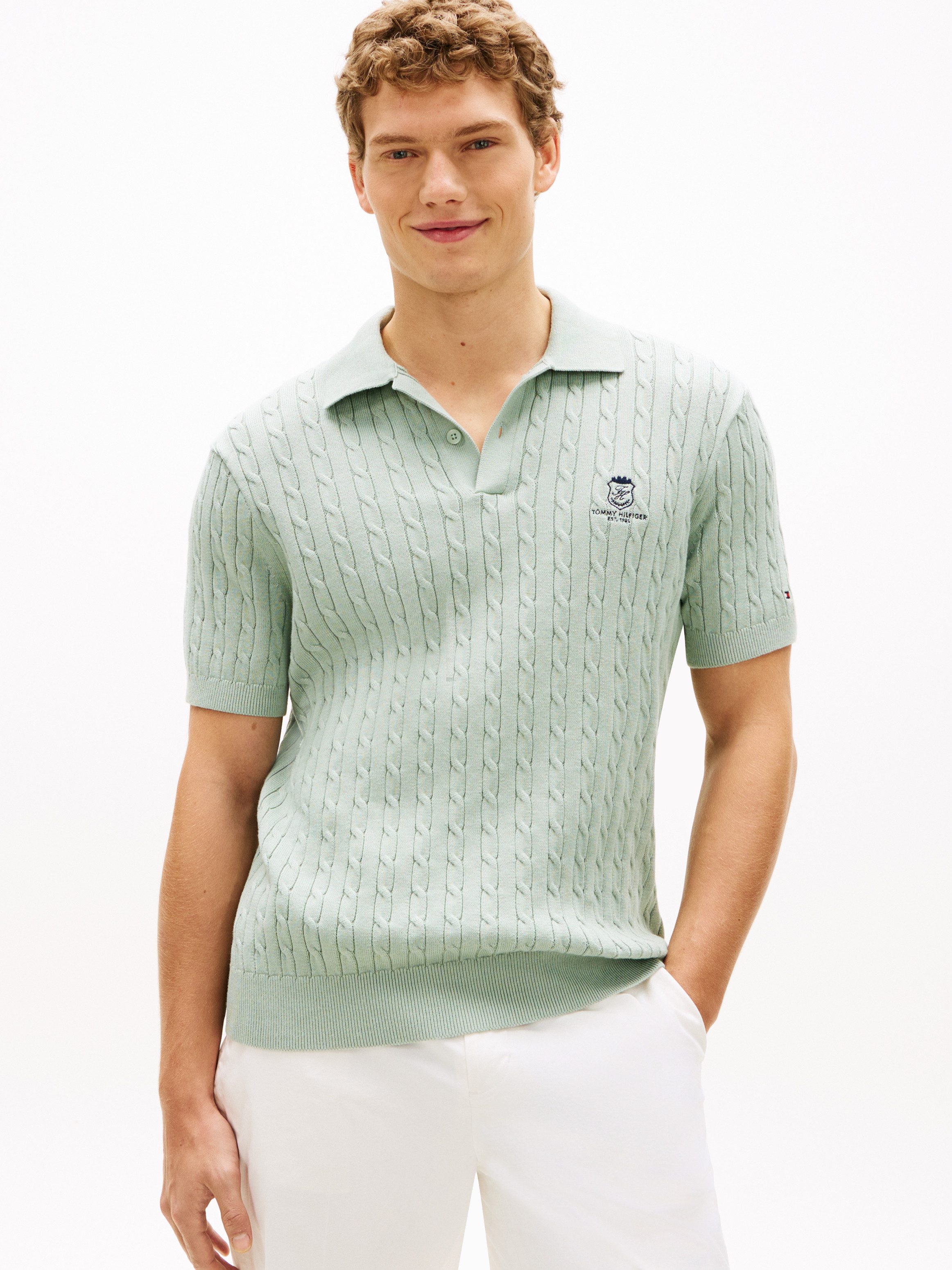 Tommy Hilfiger Poloshirt CABLE SHORT SLEEVE POLO regular fit, Zopfmuster günstig online kaufen