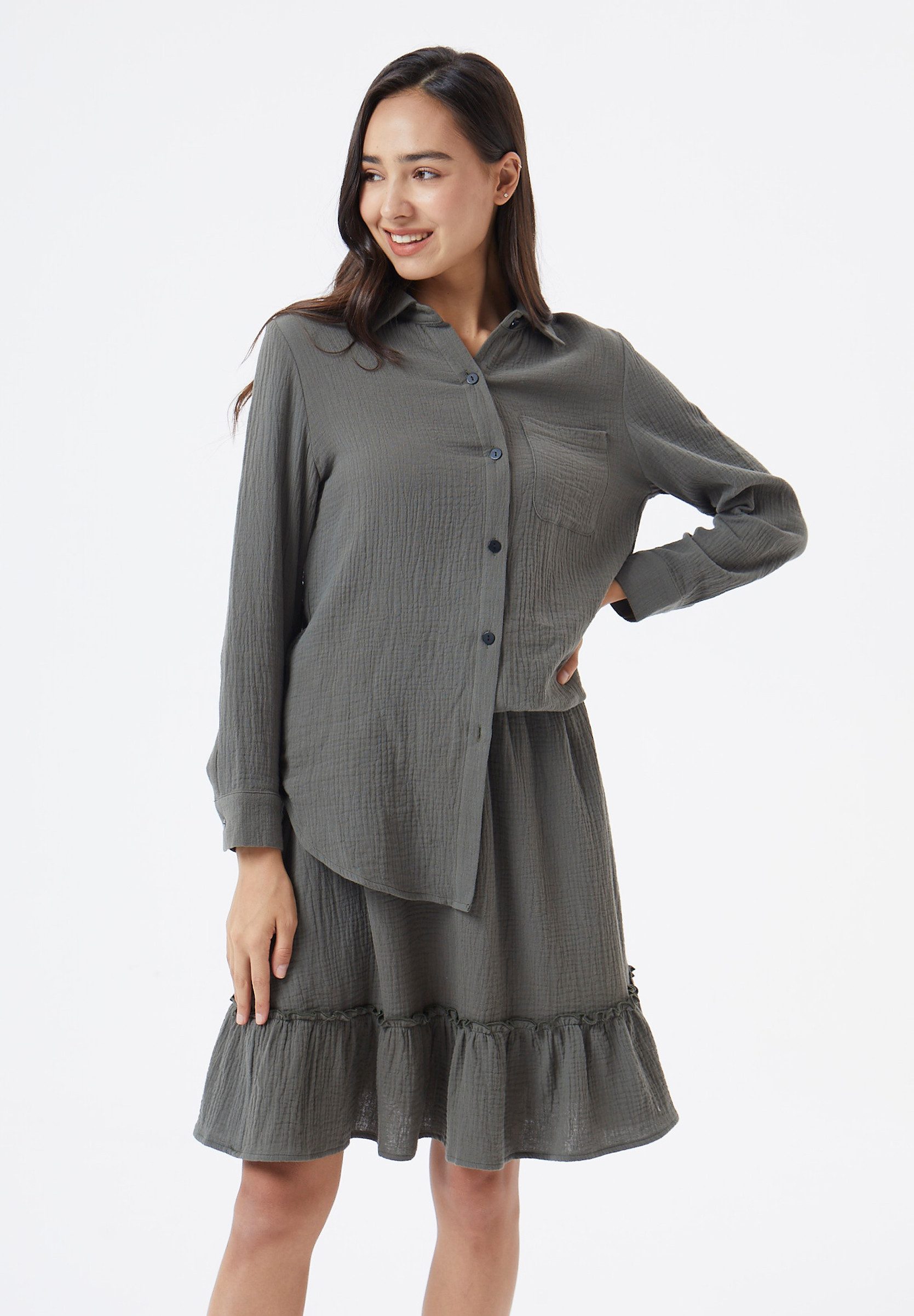 Aiki Keylook Flanellbluse Freestyle (1-tlg) aus Musselin