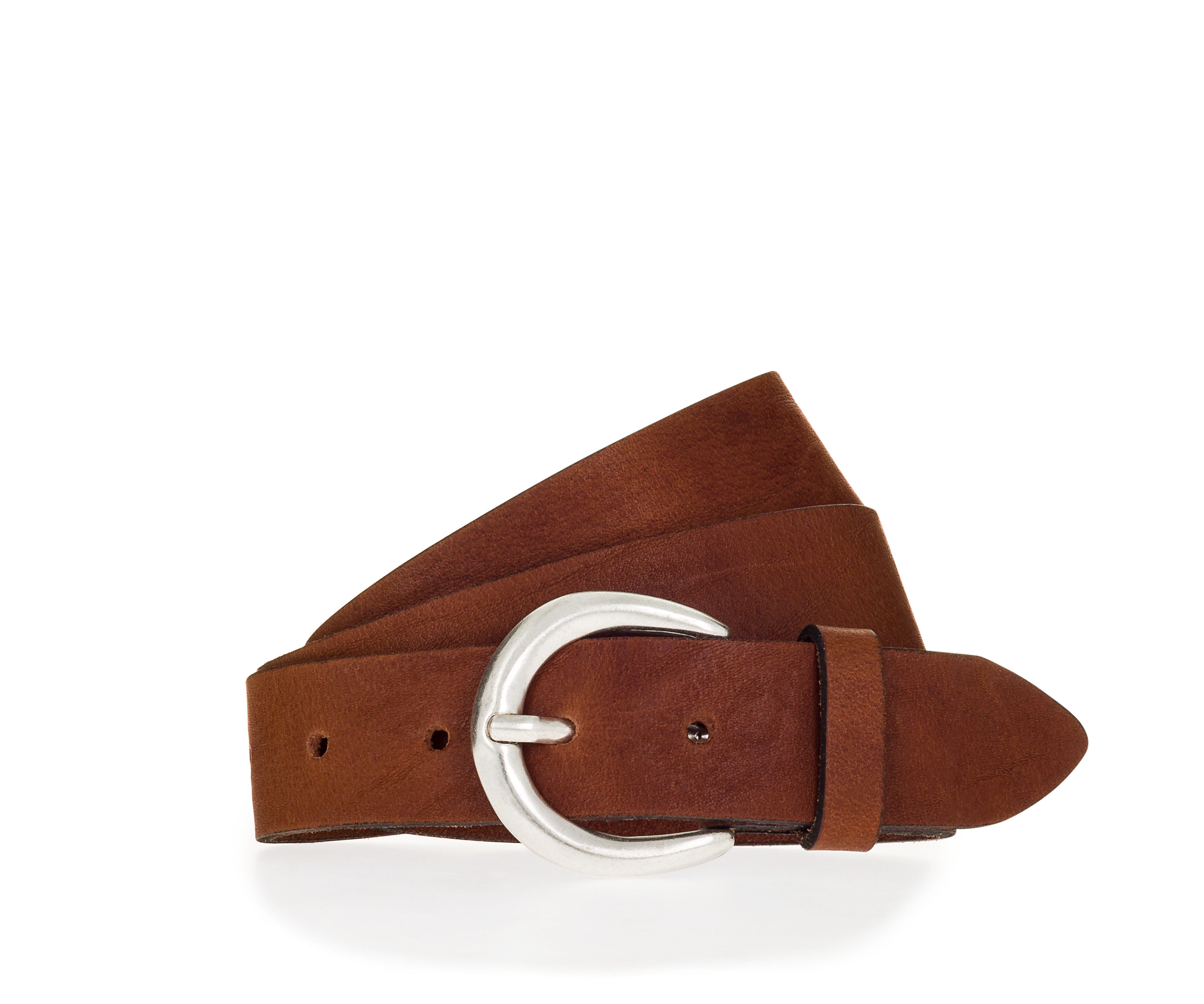 MUSTANG Ledergürtel (1-St) Schließe in poliertem Silber, 3,5 cm breit