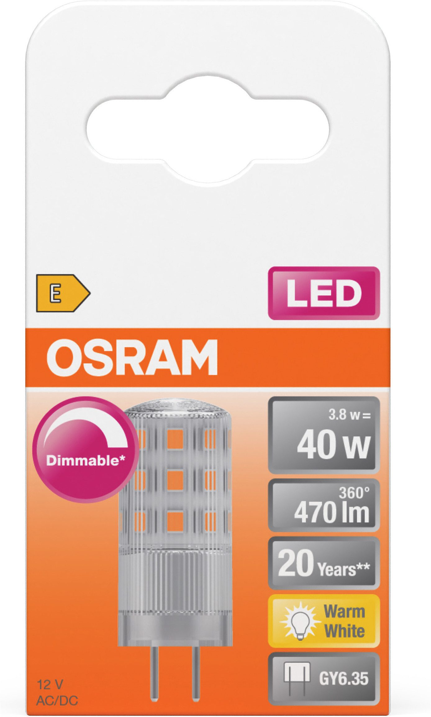 Osram LED-Leuchtmittel LED PIN Lampe, GY6.35, 1 St., Warmweiß