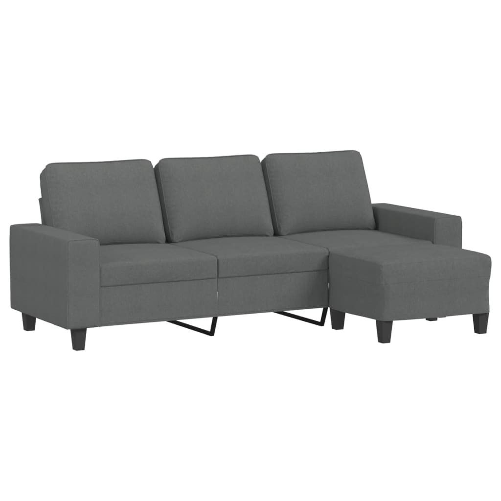 vidaXL Sofa 3-Sitzer-Sofa mit Hocker Dunkelgrau günstig online kaufen