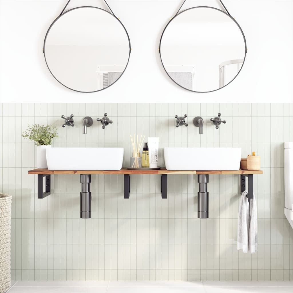 vidaXL Badezimmerspiegelschrank Waschtischplatte Ölbeschichtung 140x40x2 cm Massivholz (1-St)