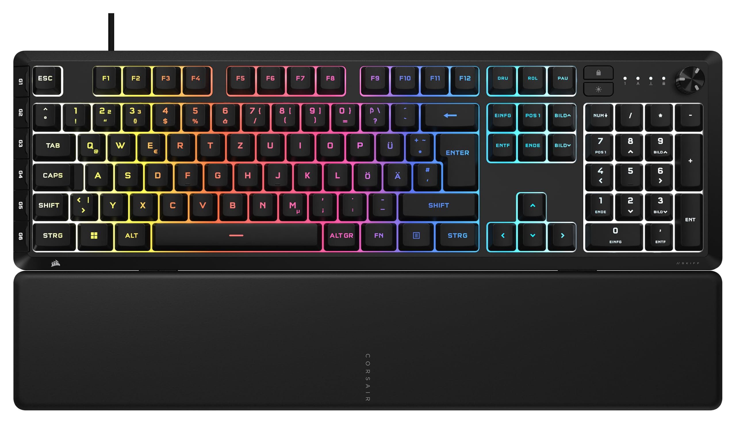 Corsair SKIFF 100 PLUS Gaming-Tastatur (Gaming-Tastatur mit RGB, IP53-Schutz, programmierbaren Tasten)