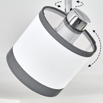 hofstein Deckenleuchte moderne Deckenlampe aus Metall/Stoff in Chromfarben/Weiß/Anthrazit, ohne Leuchtmittel, mit verstellbaren Schirmen aus Stoff Ø12cm, 3x E14, ohne Leuchtmittel