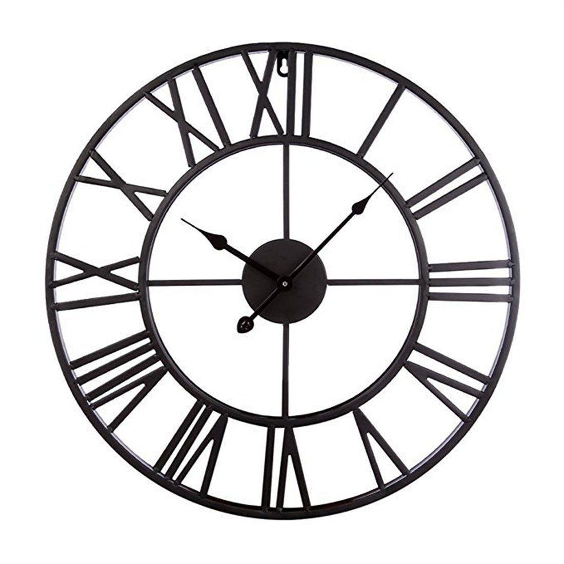 Uhr, Römische Eisen, Vintage-Wanduhr aus Schwarz stille Wanduhr DÖRÖY 40cm Wanduhr kreative