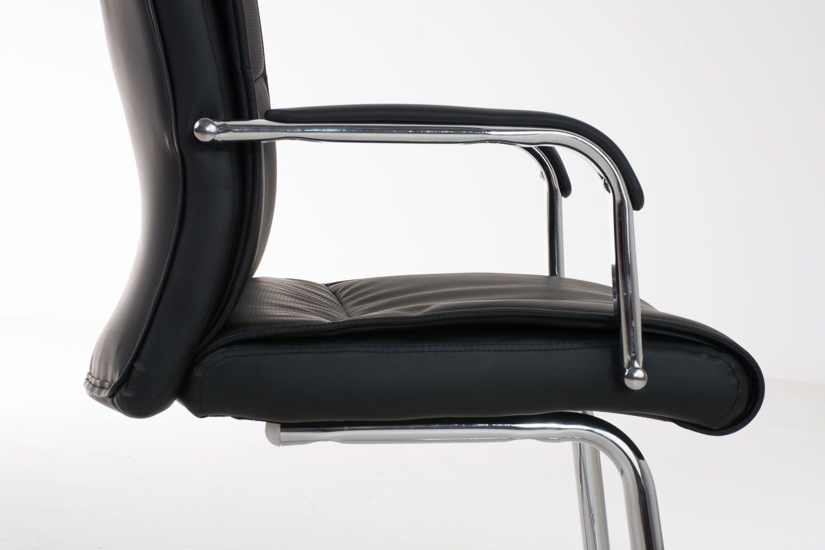 - chrom - Sitzfläche (Küchenstuhl - Sitzfläche: hochwertig Besucherstuhl Wohnzimmerstuhl), - schwarz Konferenzstuhl mit gepolsterter Kara Kunstleder Metall TPFLiving Esszimmerstuhl Gestell: