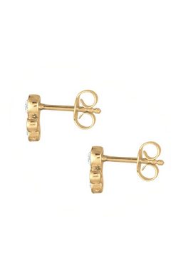 Elli Premium Paar Ohrstecker Basic Geo Hochwertig Zirkonia 585 Gelbgold