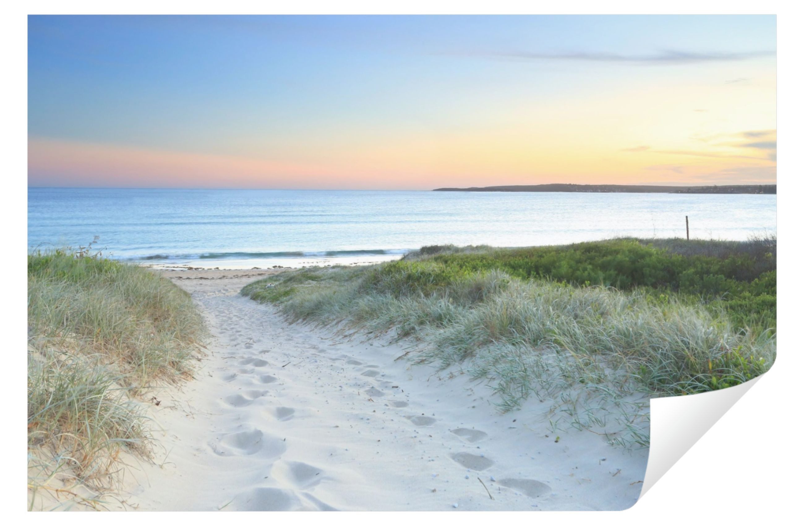 Wallarena Fototapete Strand Meer - Mehrfarbig - Modern - Vlies - Wohnzimmer, glatt, (2 St), 100x70cm