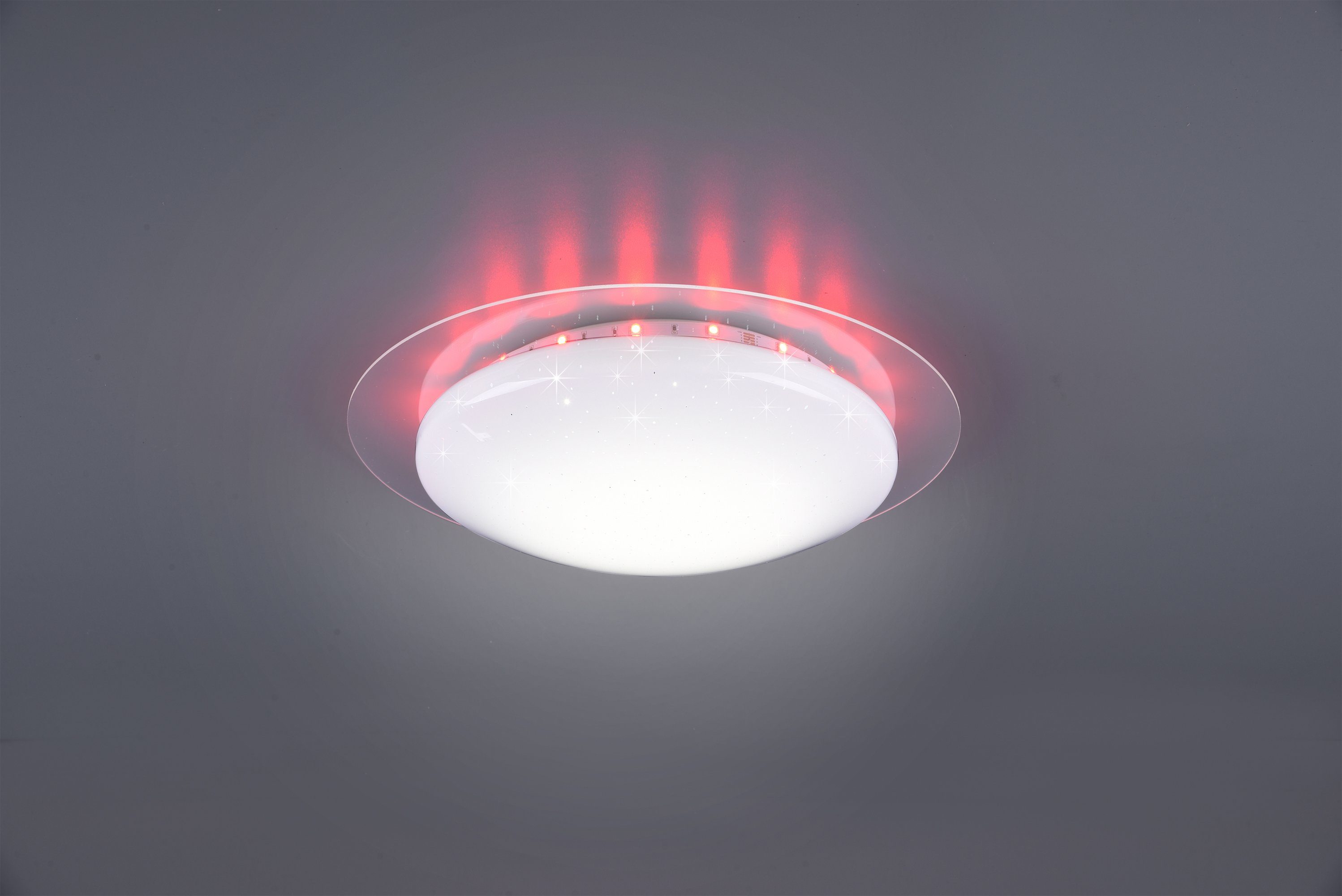 TRIO Leuchten LED Deckenleuchte integriert, RGB 35 LED cm Helligkeitsstufen, inkl. Ø Dimmer, mit Joleen, getrennt fest Starlight-Effekt, Backlight, Dimmer Fernbed., Farbwechsler, schaltbar, mehrere