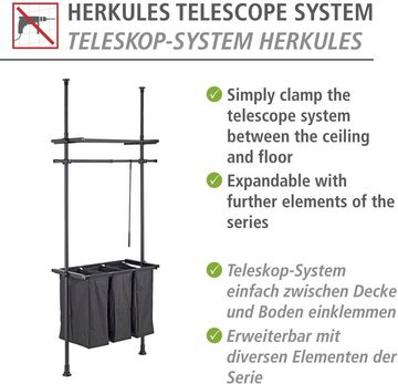 WENKO Wäschesortierer Herkules (Teleskopsystem), Befestigung ohne Bohren, einfaches Einklemmen, 3 Wäschefächer