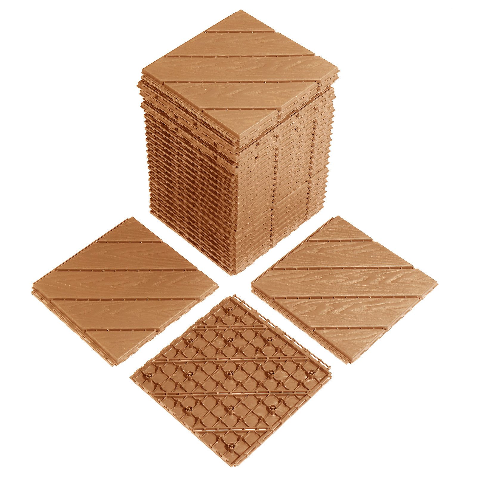 LALAHO Terrassendielen 27er Set Terrassendielen, 2,27 m², 2 mm Stärke, PE Balkon Boden rutschfest Klickfliesen, 29x29x2cm, Streifen
