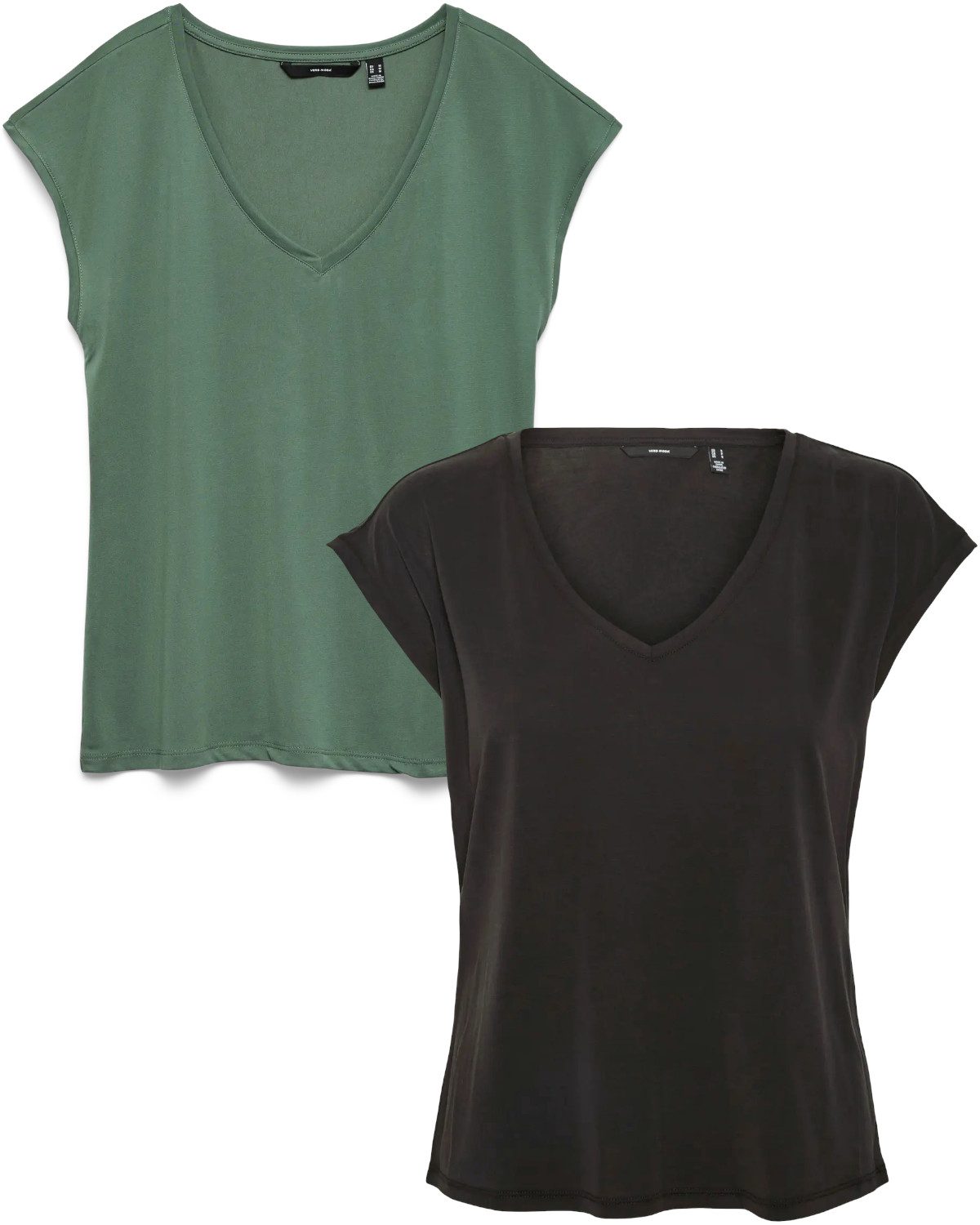Vero Moda T-Shirt (2er-Pack) Basic Shirt mit V-Ausschnitt im Doppelpack günstig online kaufen