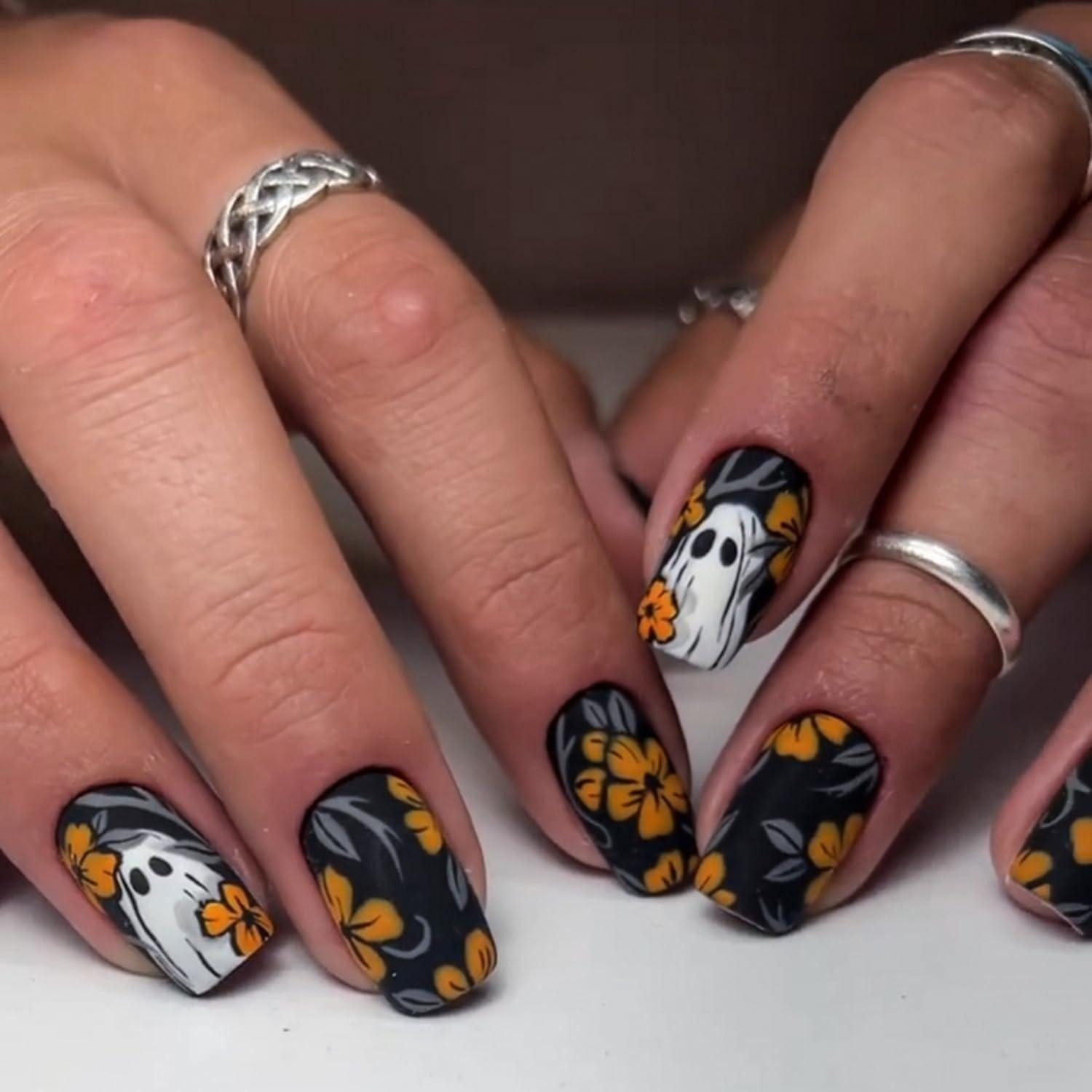 LuxusKollektion Kunstfingernägel Kunstnägel Halloween Acryl Fullcover Kurz 24 Nagelkleber D