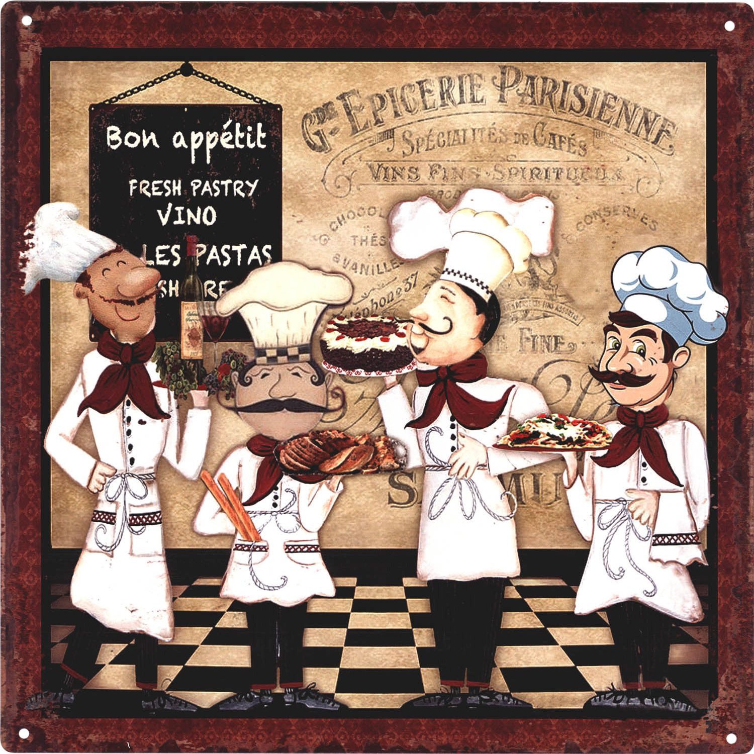Moritz Metallschild Blechschild Köche Bon Appetit, (Einzeln), Vintage Retro Deko Schild Metallschild Wandbild Schild – Bild 4 von 4
