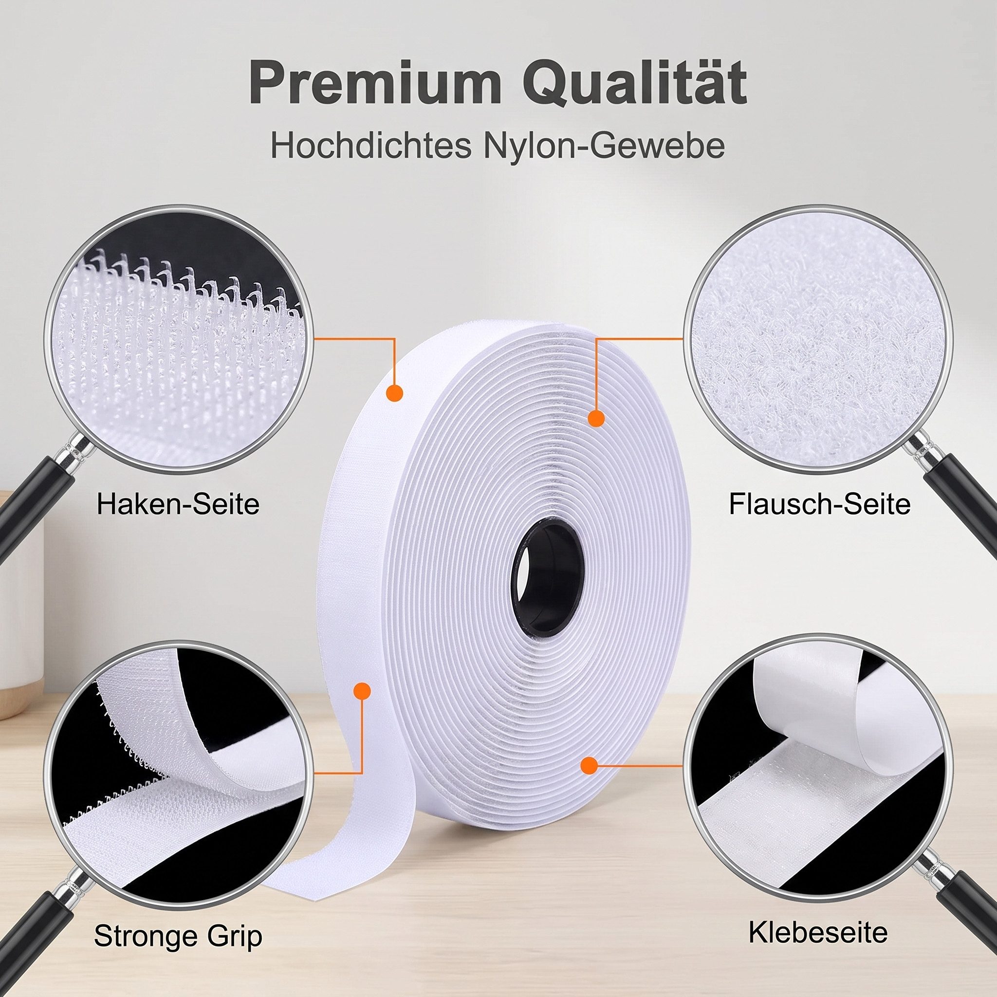 SURFOU Klettband Klettband selbstklebend extra stark 15m x 20mm Haushalt Büro – Bild 3 von 5