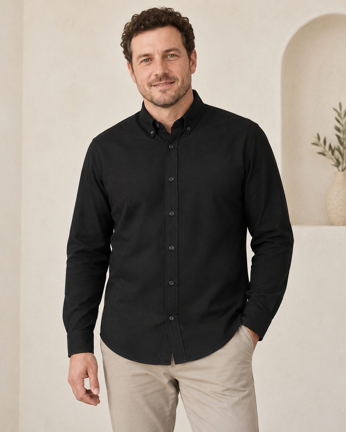 Sitztgut Langarmhemd für Herren aus Bio-Baumwolle mit Button-down-Kragen (1-tlg)