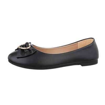 Ital-Design Damen Freizeit Ballerina Blockabsatz Klassische Ballerinas in Schwarz