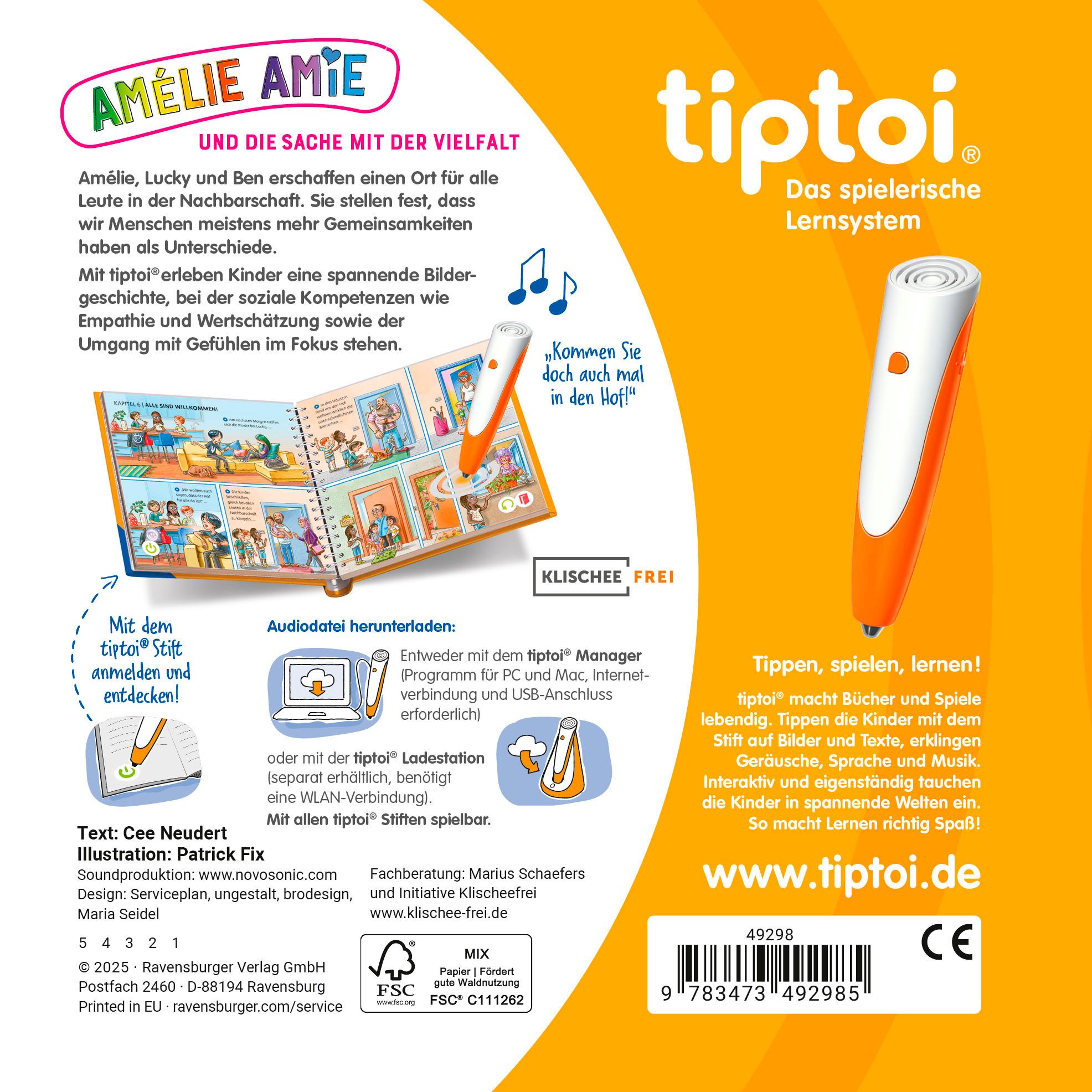 tiptoi® Bildergeschichten über den Umgang mit Gefühlen, - Amélie Amie und die Sache mit der Vielfalt; Made in Europe