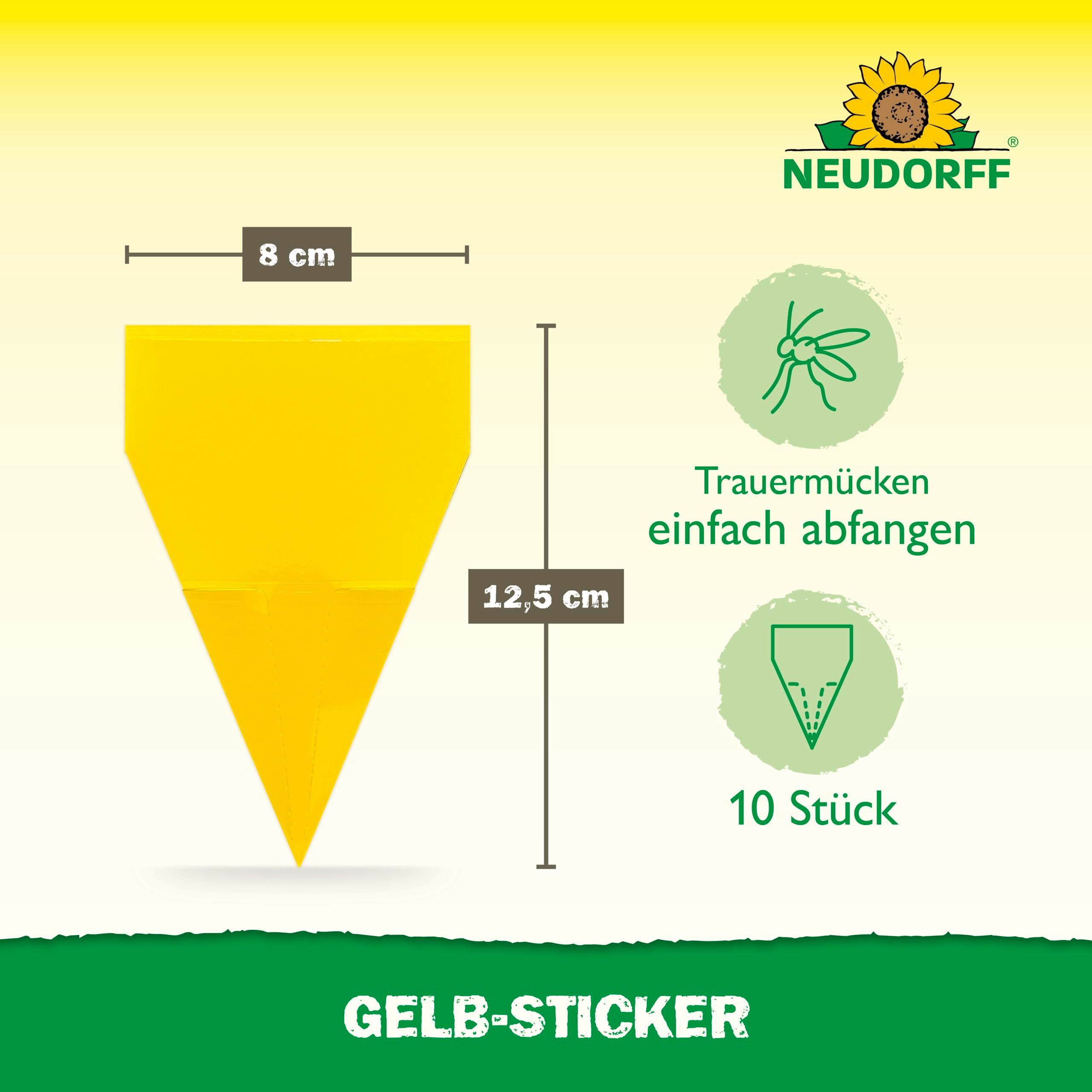 Neudorff Klebefalle Gelbsticker für Pflanzen 10 Stück (1er Pack) insektizidfrei, gegen kleine Fliegen in Blumenerde