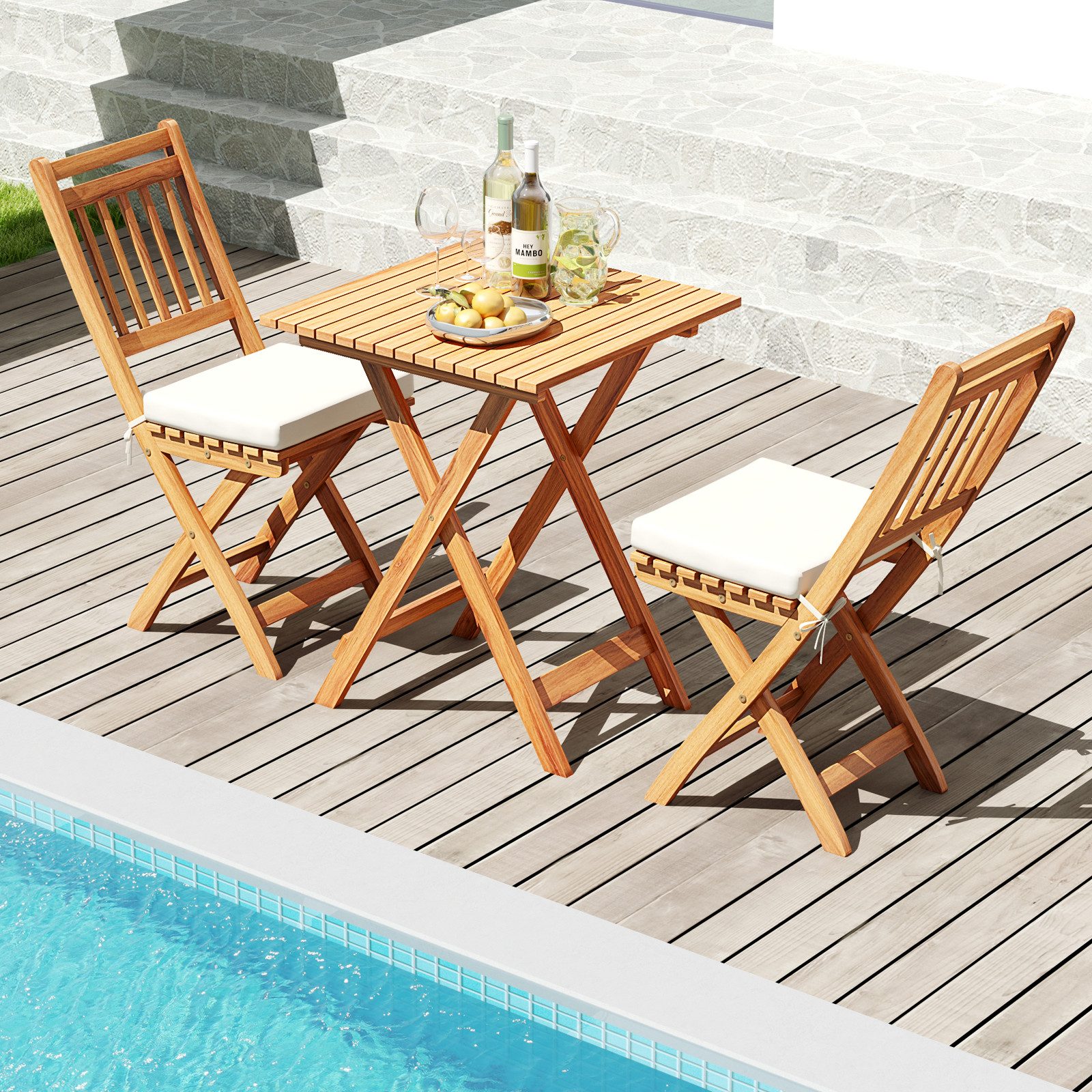 COSTWAY Balkonset, (3-tlg), Bistroset klappbar, mit günstig online kaufen