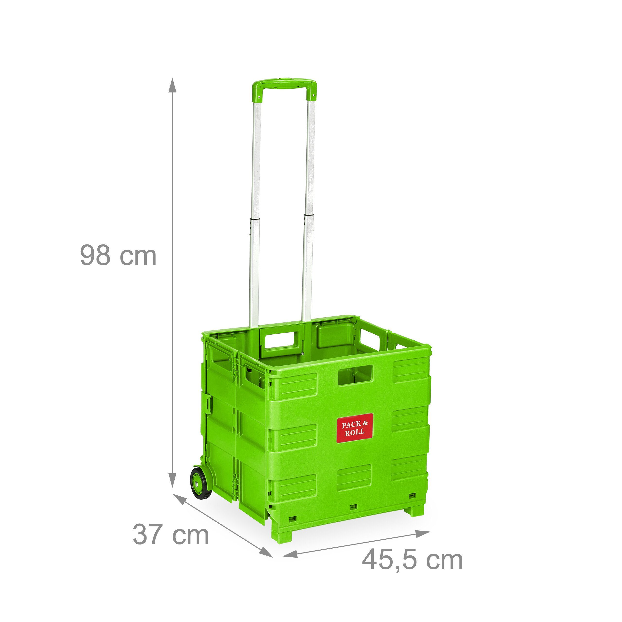 relaxdays Einkaufstrolley Klappbarer Einkaufstrolley, grün