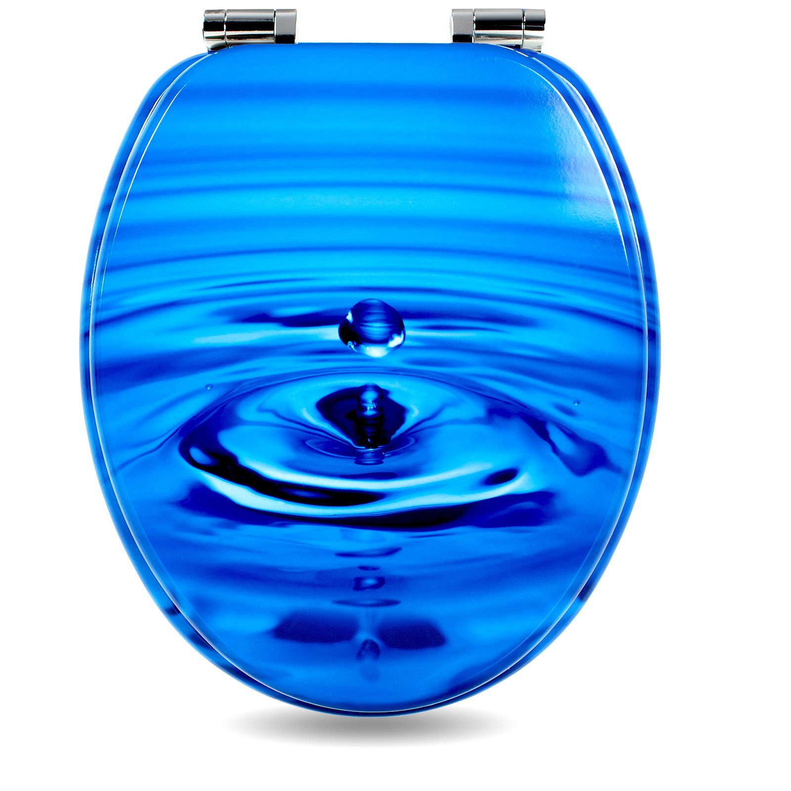 Sanfino WC-Sitz "Waterdrop" Premium Toilettendeckel mit Absenkautomatik aus Holz, mit schönem Maritim-Motiv, hohem Sitzkomfort, einfache Montage