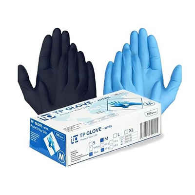 Gedikum Nitril-Handschuhe Gedikum, Nitrilhandschuhe 1x100er Packung, Schwarz, Gr. S (1 Packung / 100 Stück Einweghandschuhe aus Nitril) puderfrei, ohne Latex, unsteril, latexfrei, Blau/Schwarz, Größen S-XL