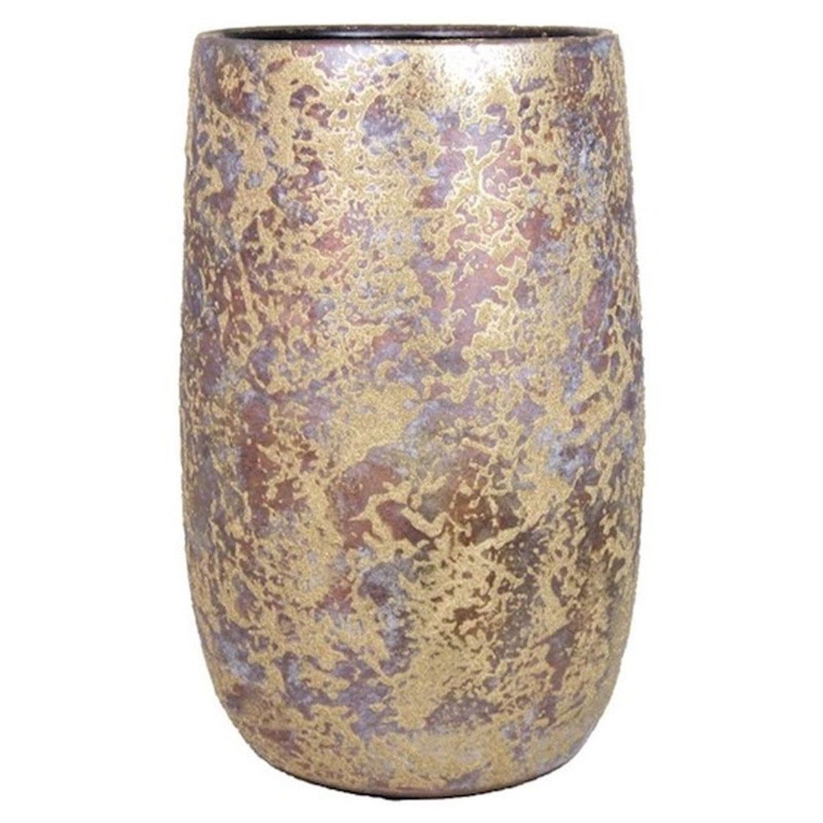 INNA-Glas Dekovase Vintage Pflanzvase Mago aus Keramik, Wischoptik, Gold, 40 cm, Ø 22 cm