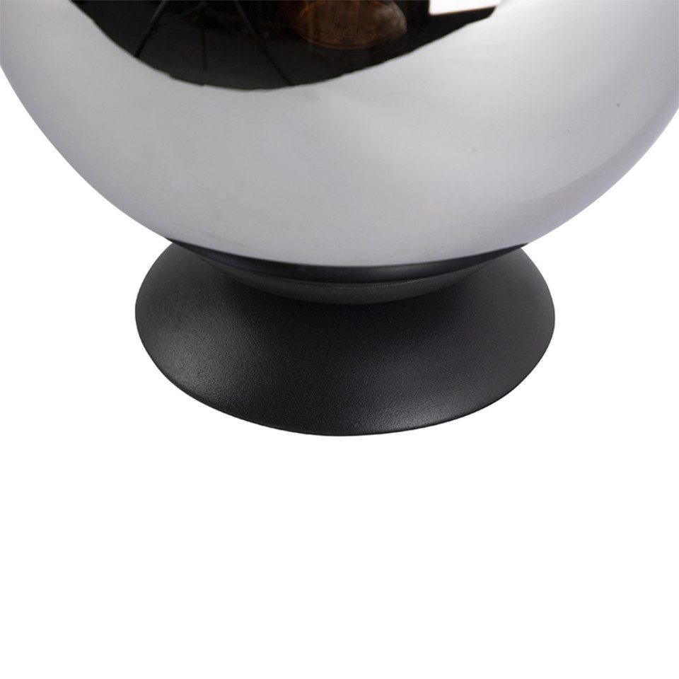 Qazqa Tischleuchte Pallon, ohne Leuchtmittel, E27, Silber, Art Deco, Glas, günstig online kaufen