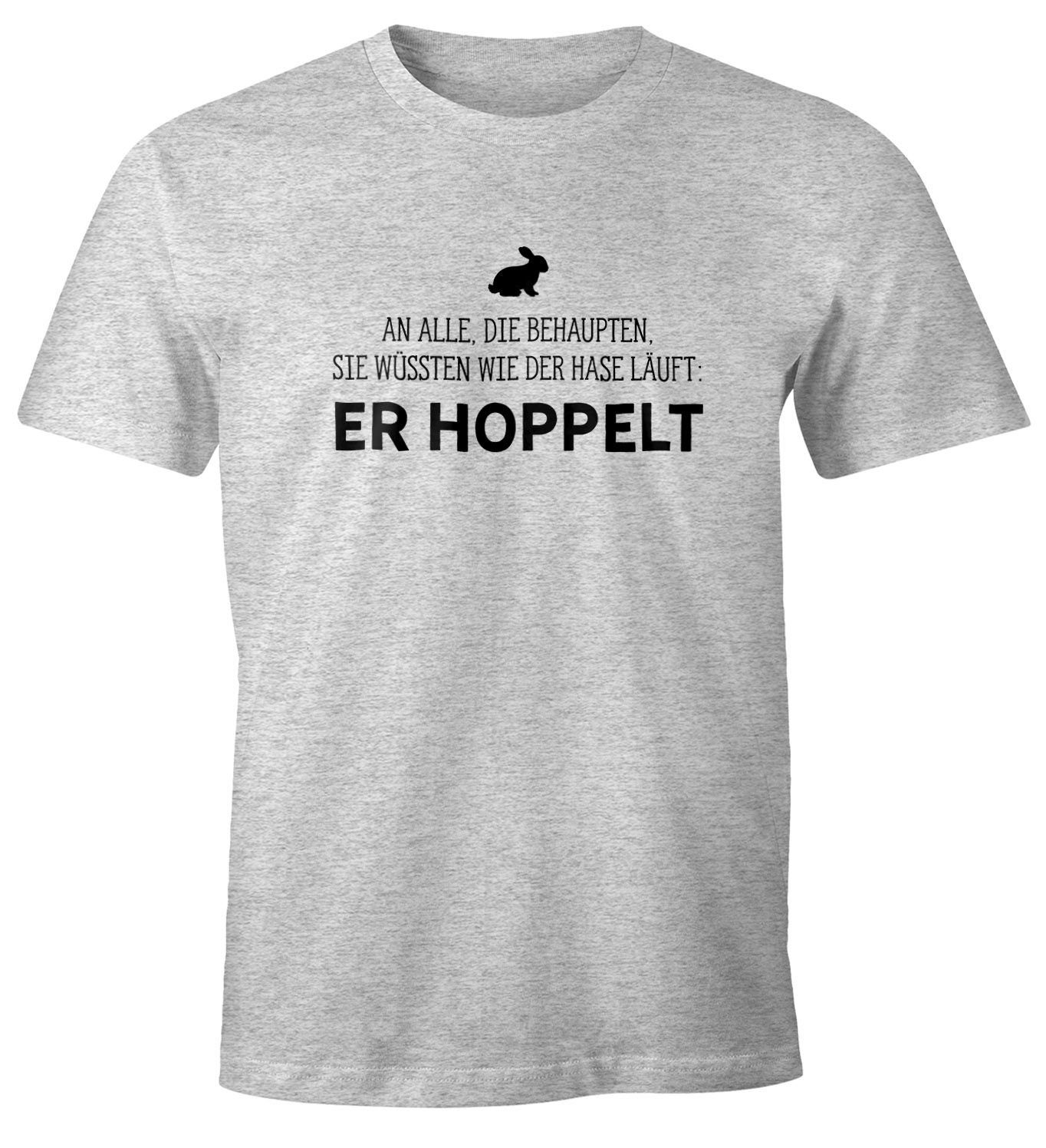 MoonWorks Print-Shirt Herren T-Shirt Spruch an alle die wissen wie der Hase läuft - er mit Print