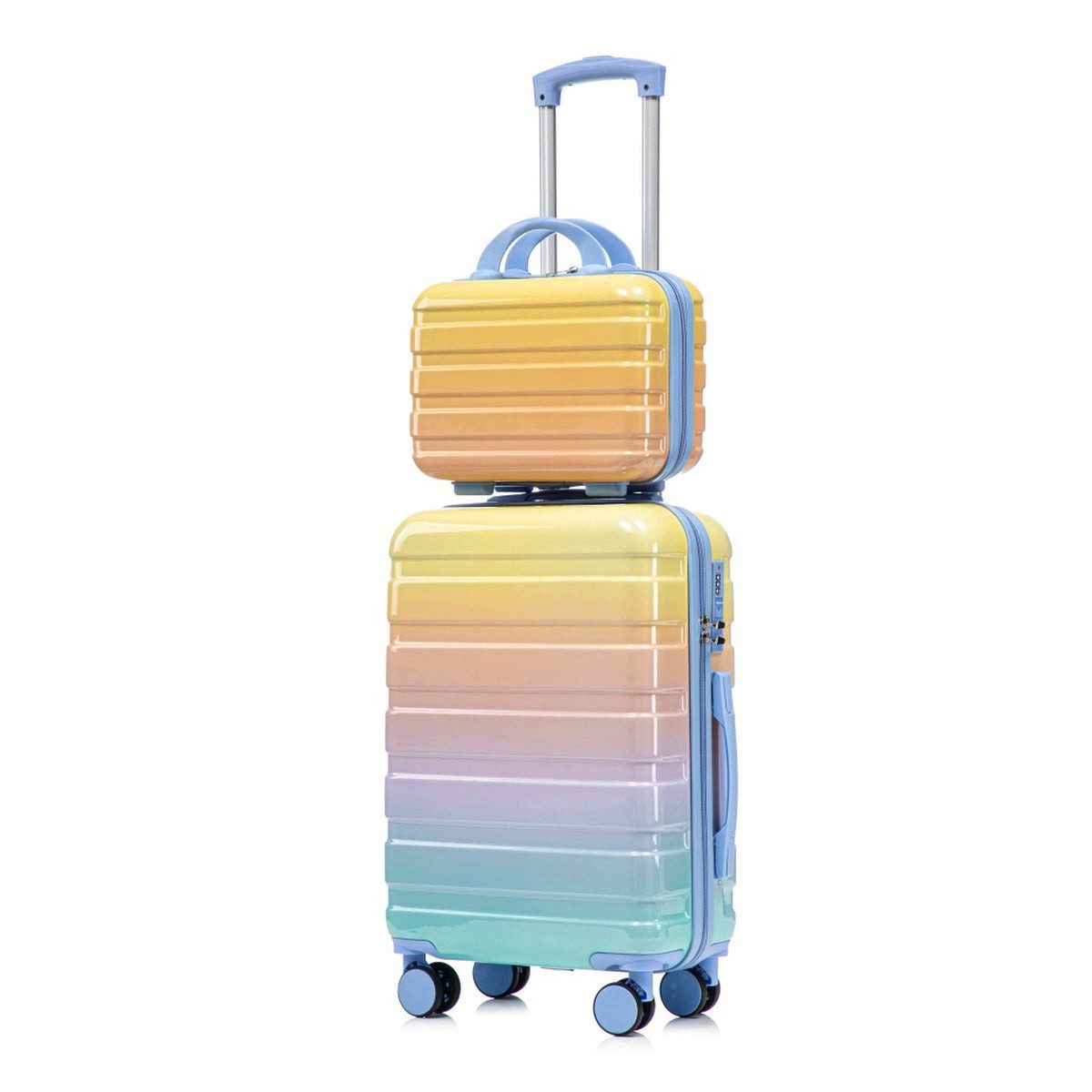 SIKAINI Kofferset 2-teiliges Kofferset aus Polycarbonat in gelb, 4 Rollen, (Set, 2 tlg., Hartschalen-Trolley Set)