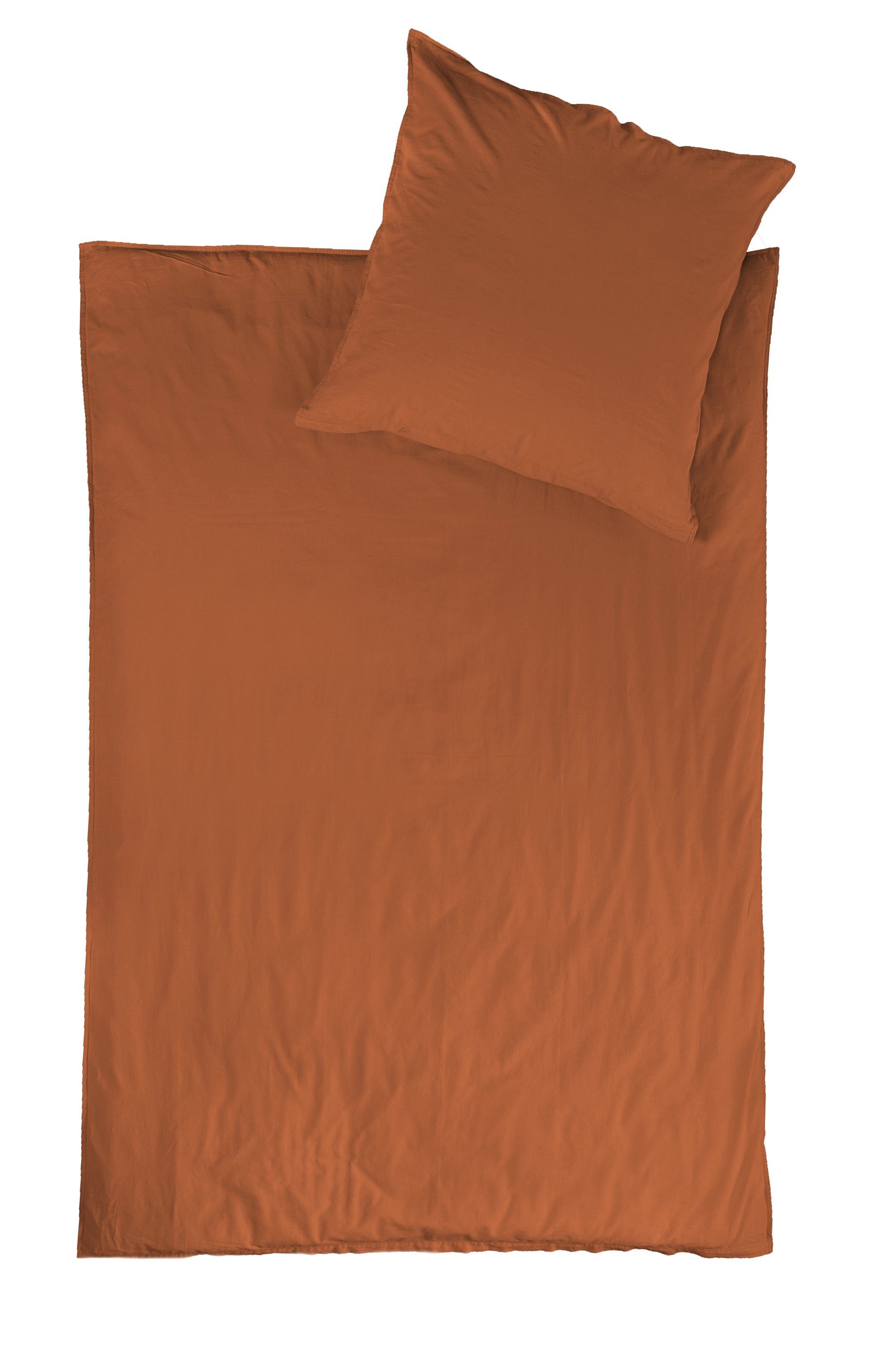 jilda-tex Bettwäsche Lissabon, Renforcé (Bio-Baumwolle), 2 teilig, unifarben, stonewashed und in vielen Farben