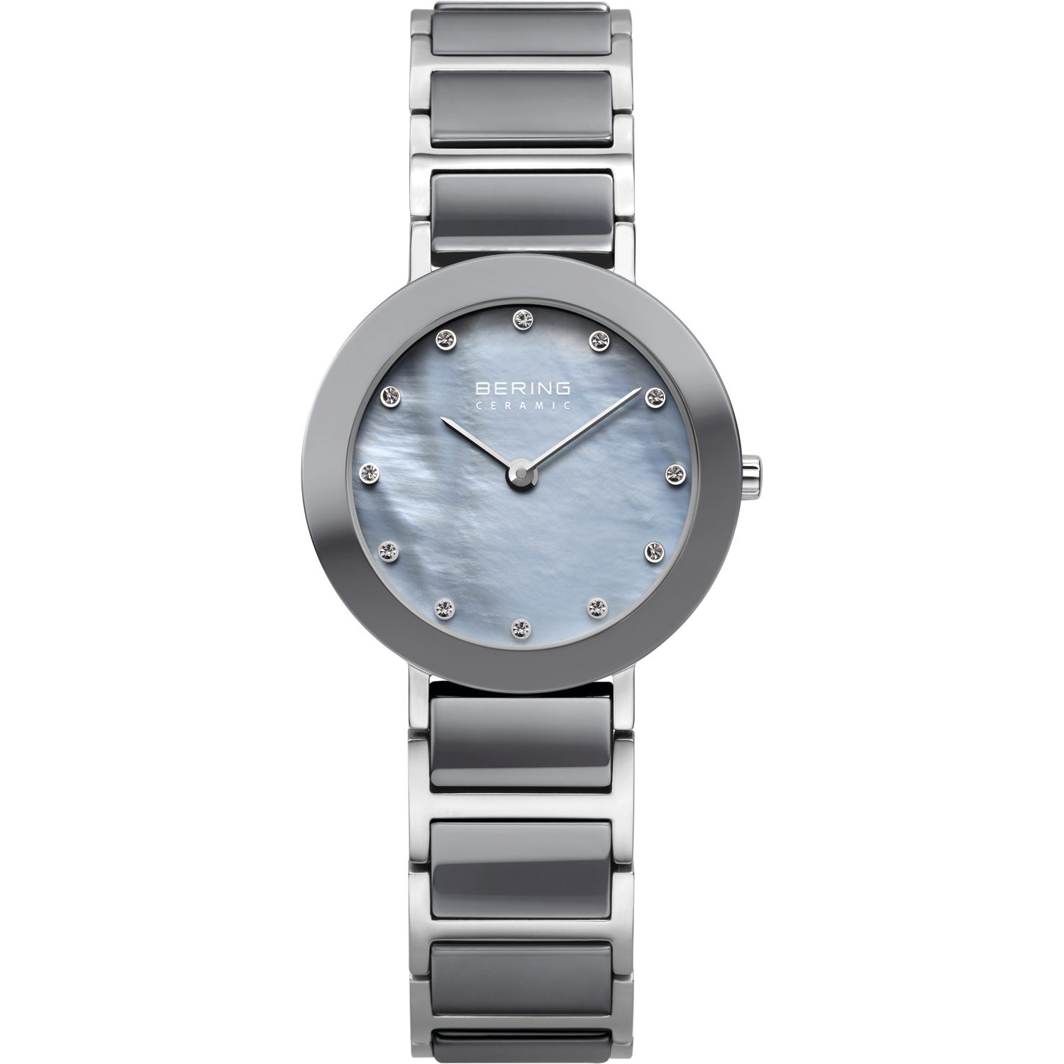 Bering Quarzuhr Armbanduhr für Damen silber glänzend - Quarz-Uhrwerk