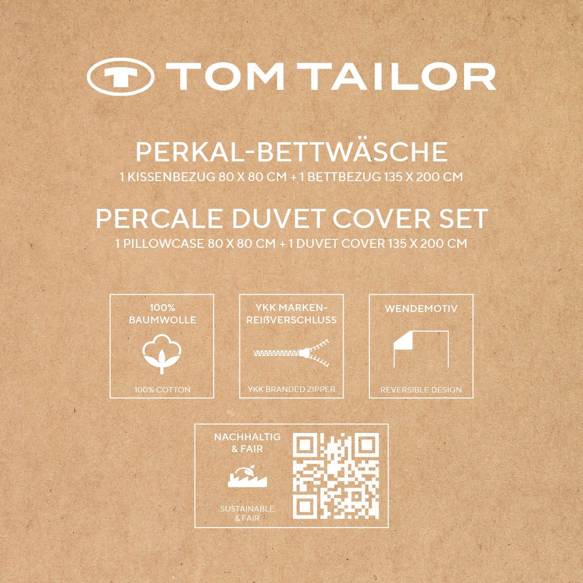 TOM TAILOR HOME Bettwäsche STRIPES WITH A KICK in Gr. 135x200cm oder 155x220cm, Perkal, 2 teilig, new bedroom, farbige Paspel am Kissen – Bild 4 von 5
