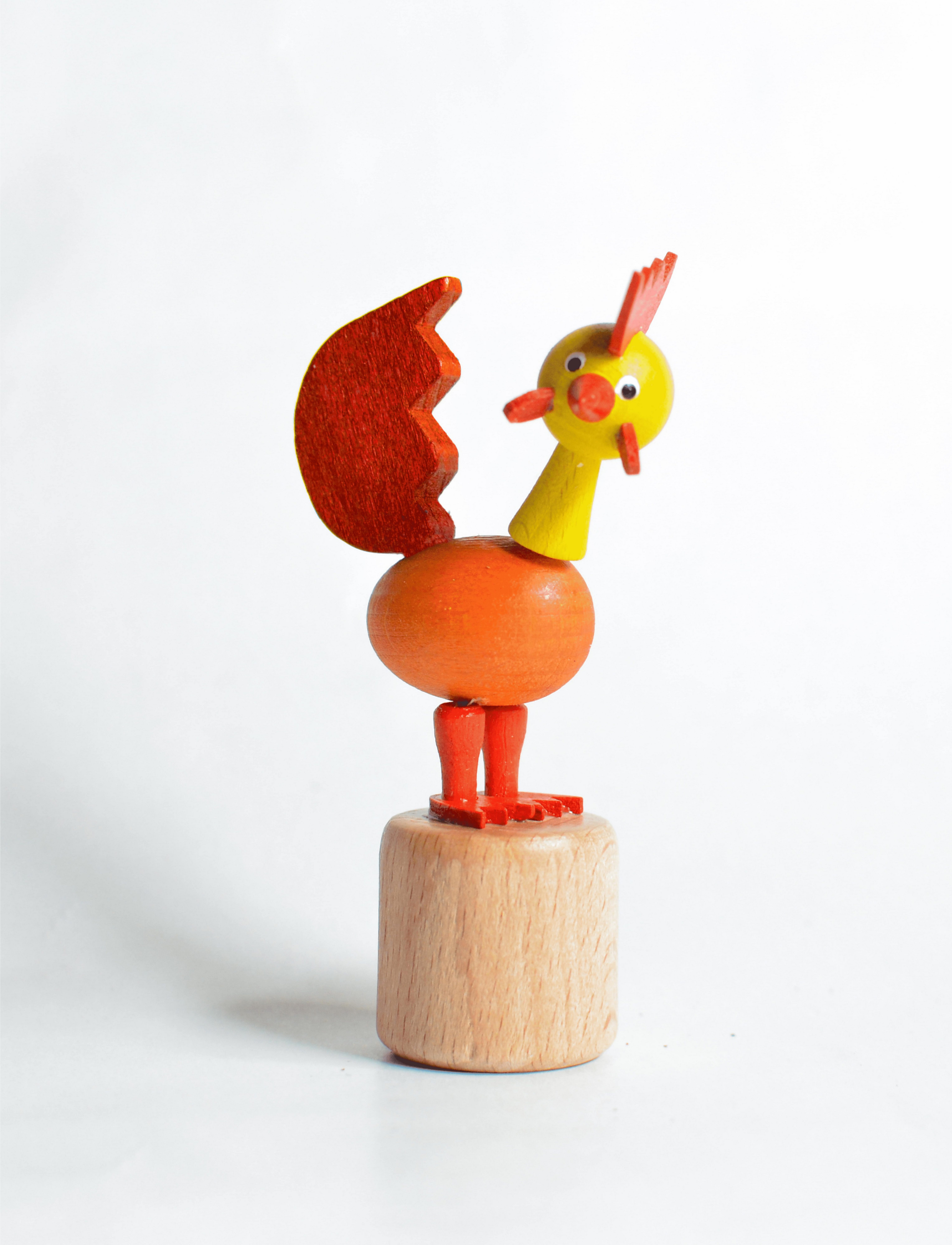 Tierfigur Holzspielzeug Wackelfigur Hahn rot Höhe=8cm NEU