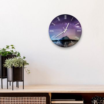 DEQORI Wanduhr 'Bergkulisse unter Sternen' (Glas Glasuhr modern Wand Uhr Design Küchenuhr)
