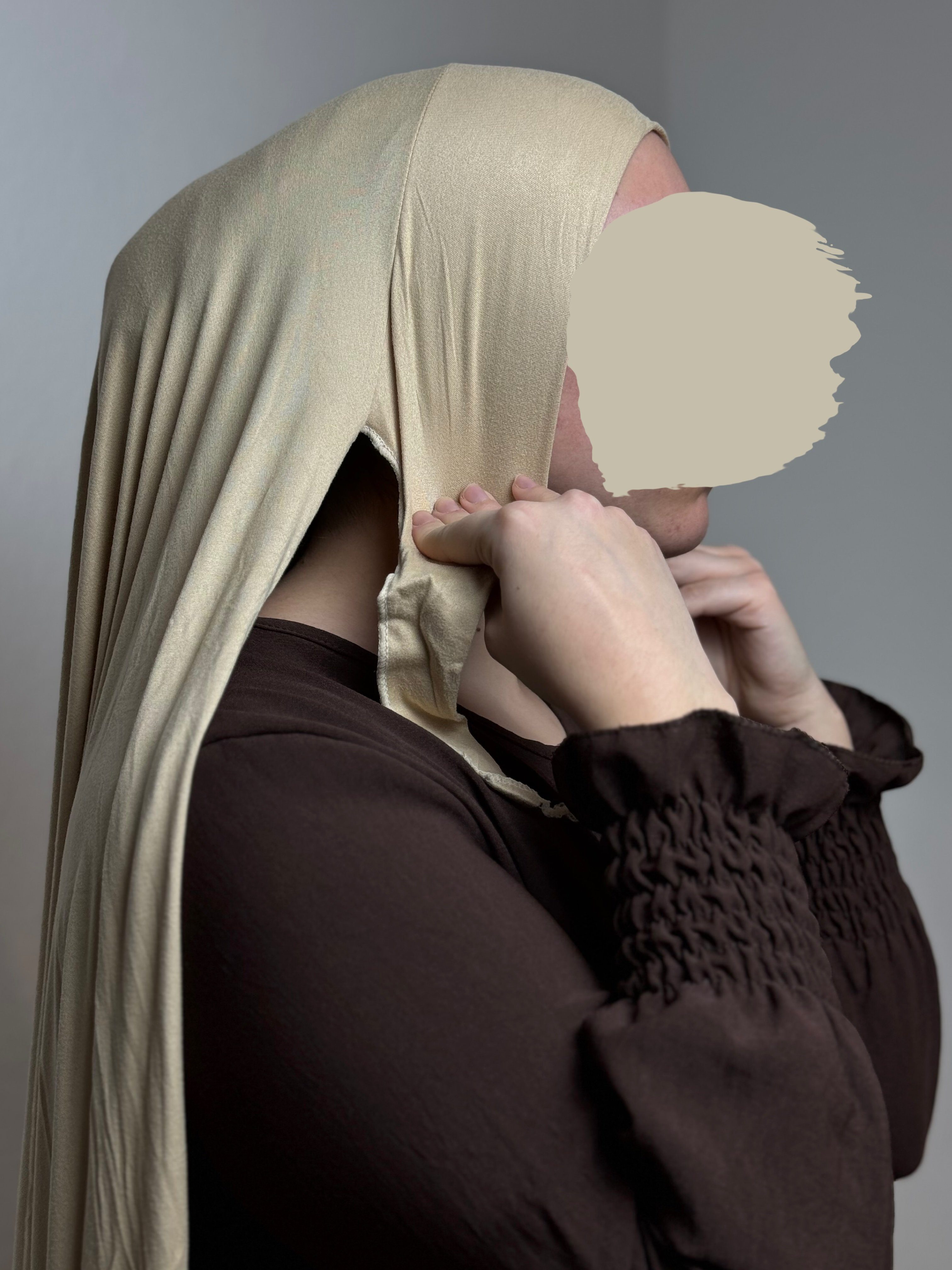 Kopftuch Jersey-Stoff Tuch in 2 Hidschab/ mit Sandfarben (antirutsch) Hijab Easy HIJABIFY unter Hijab 1 integrierter Hijab/