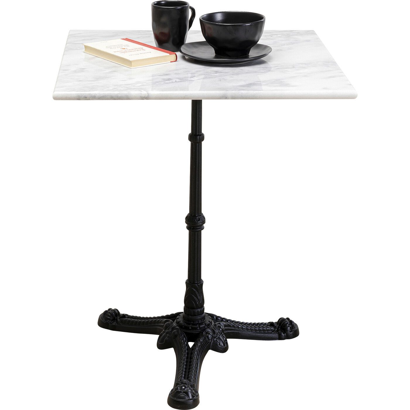 Kare Design Bistrotisch Kaffeehaus, Tischplatte aus Marmor, 70x70 cm