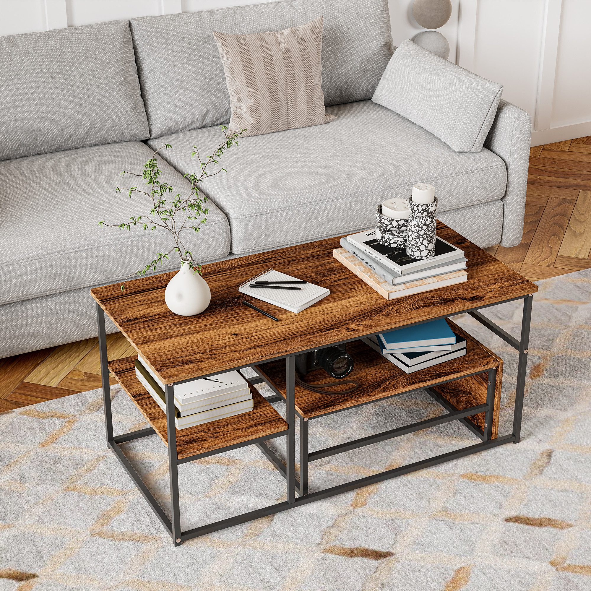 Furnishings Home Couchtisch Rechteck Satztisch Beistelltisch stapelbarer So günstig online kaufen