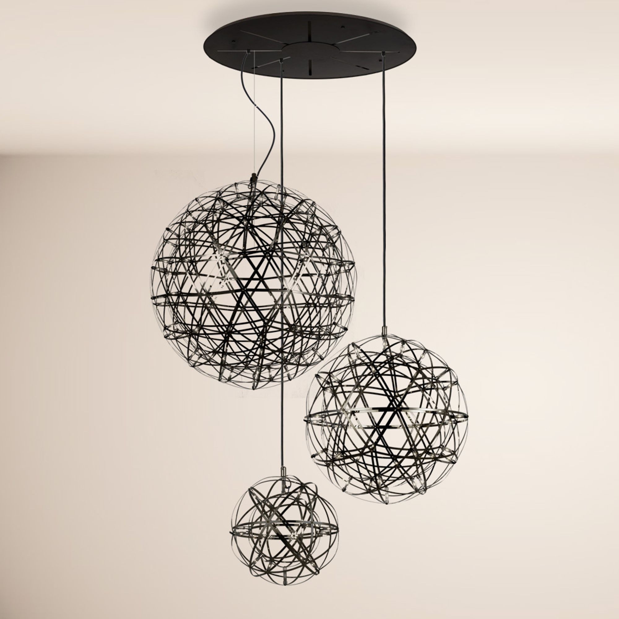 s.luce Pendelleuchte XL LED Hängeleuchten-Kombination Atom Modular Schwarzchrom, Warmweiß
