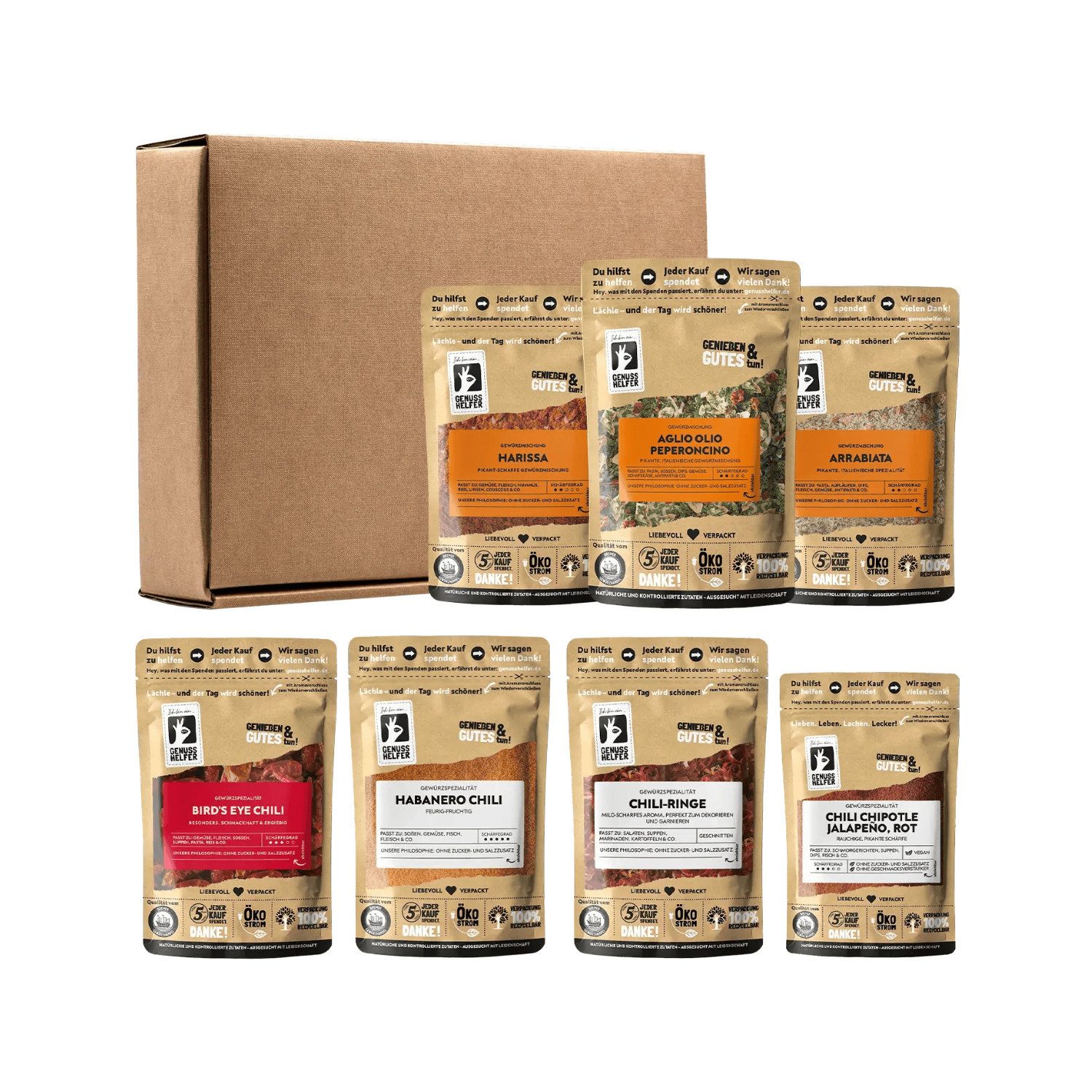 Bremer Gewürzhandel Gewürz Genuss Box - Scharfe Momente, mit Chili, 7 Tlg., 450 g