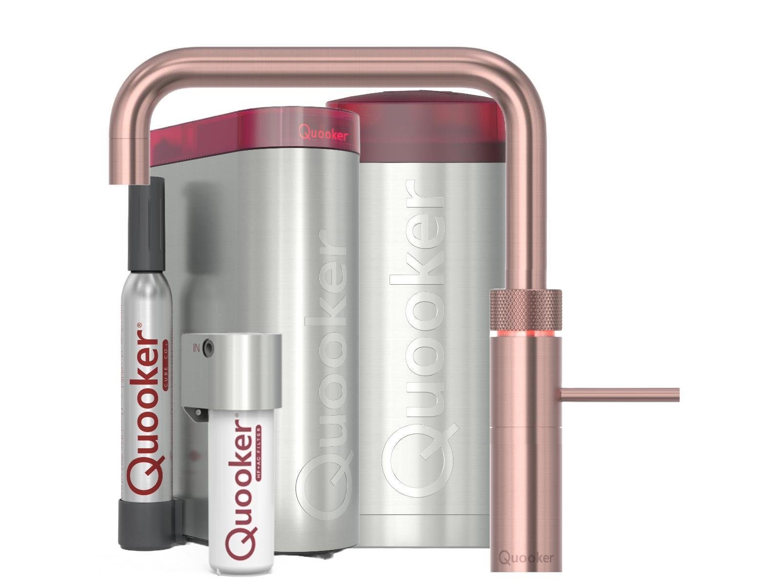 QUOOKER Küchenarmatur Fusion Square Set mit COMBI, CUBE Kupfer Rosé FNSRCO COMBI CUBE2 *inkl. 7 JAHRE GARANTIE*