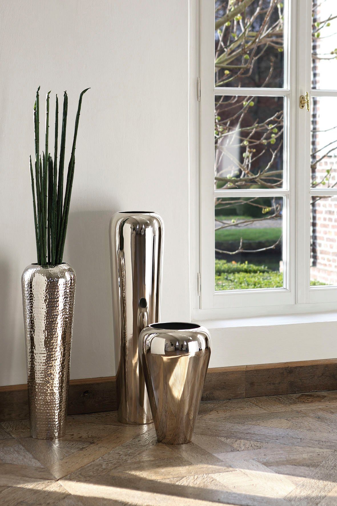 Fink Dekovase TUTZI (1 St), Vase aus Metall, vernickelt, Bodenvase