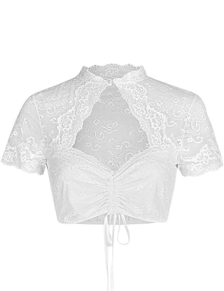Nina Von C. Dirndlbluse Spitzen Bluse 'Selina' Stehkragen 16462892, Weiß günstig online kaufen