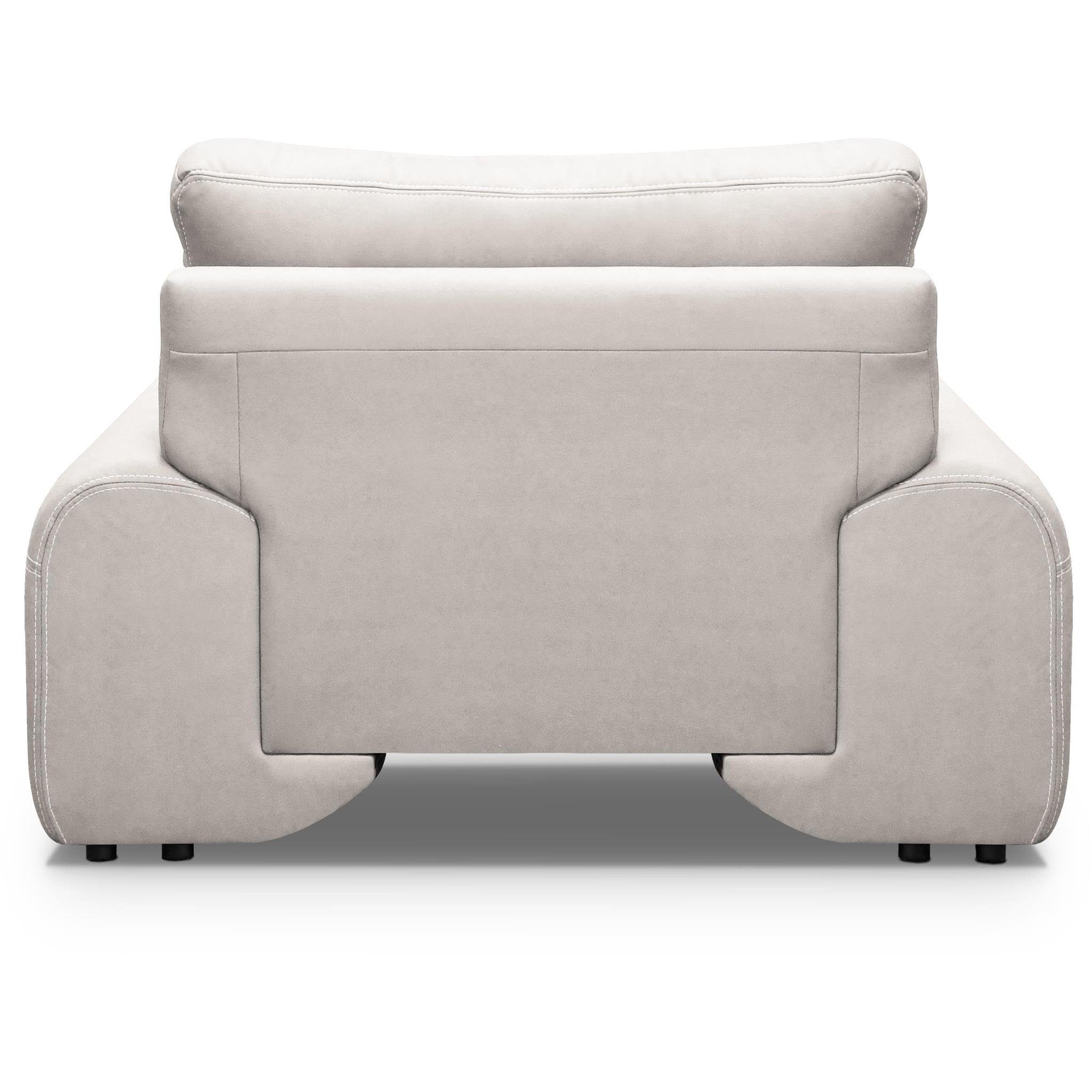 mit im Design), dekorativen (Relaxsessel Nähten, 2) Wellenunterfederung, Sessel mit Beautysofa Maxime Kunstleder Beige lux (vega modernes