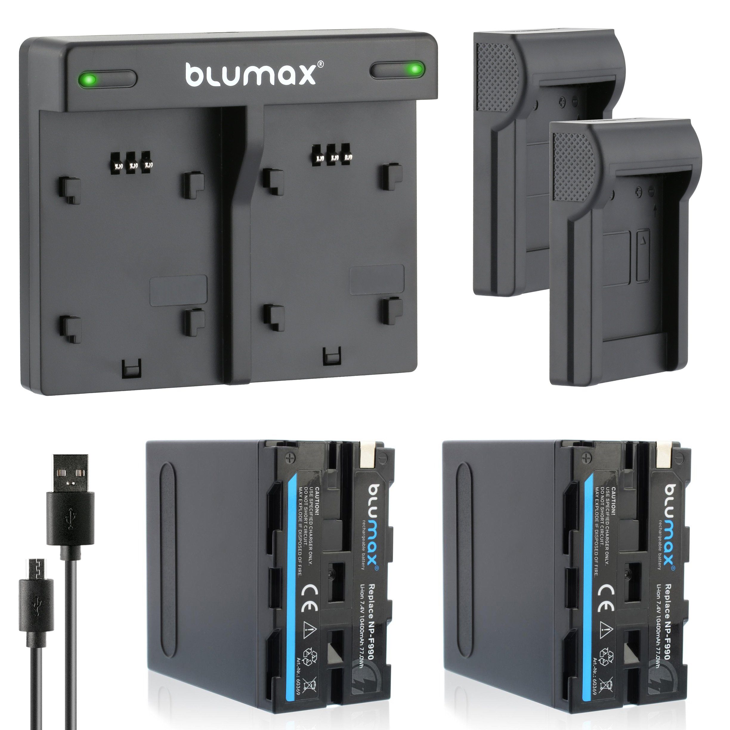 Blumax Set mit Lader für Sony NP-F990 NP- F970 10400 mAh Kamera-Akku | Kamera-Akkus