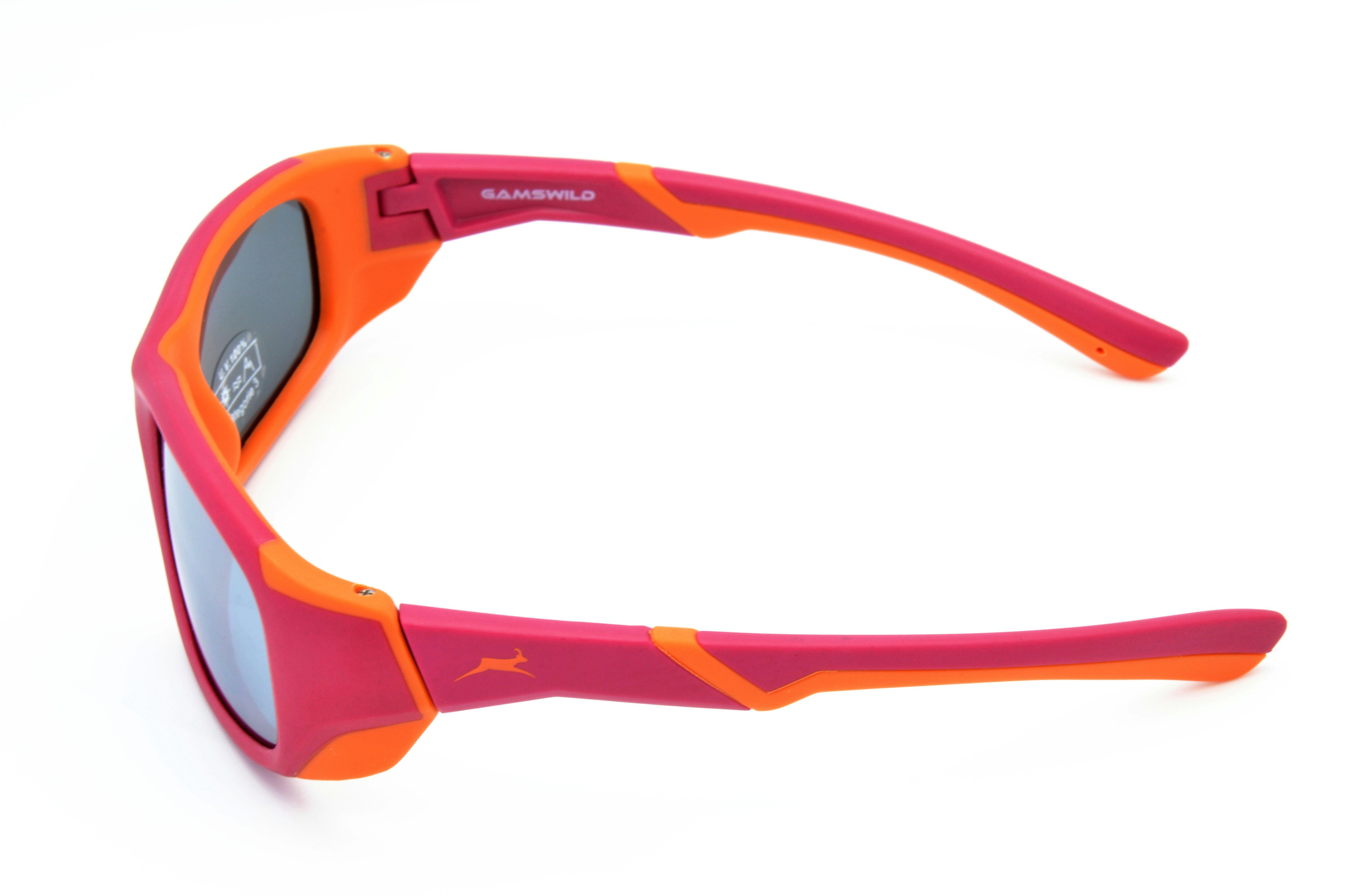 Unisex, Sonnenbrille grau, 6-12 super Jungen Gamswild - Jahre WJ5119 Mädchen dunkelrot orange, - Jugendbrille GAMSKIDS flexible Kinderbrille blau -orange Bügel grün