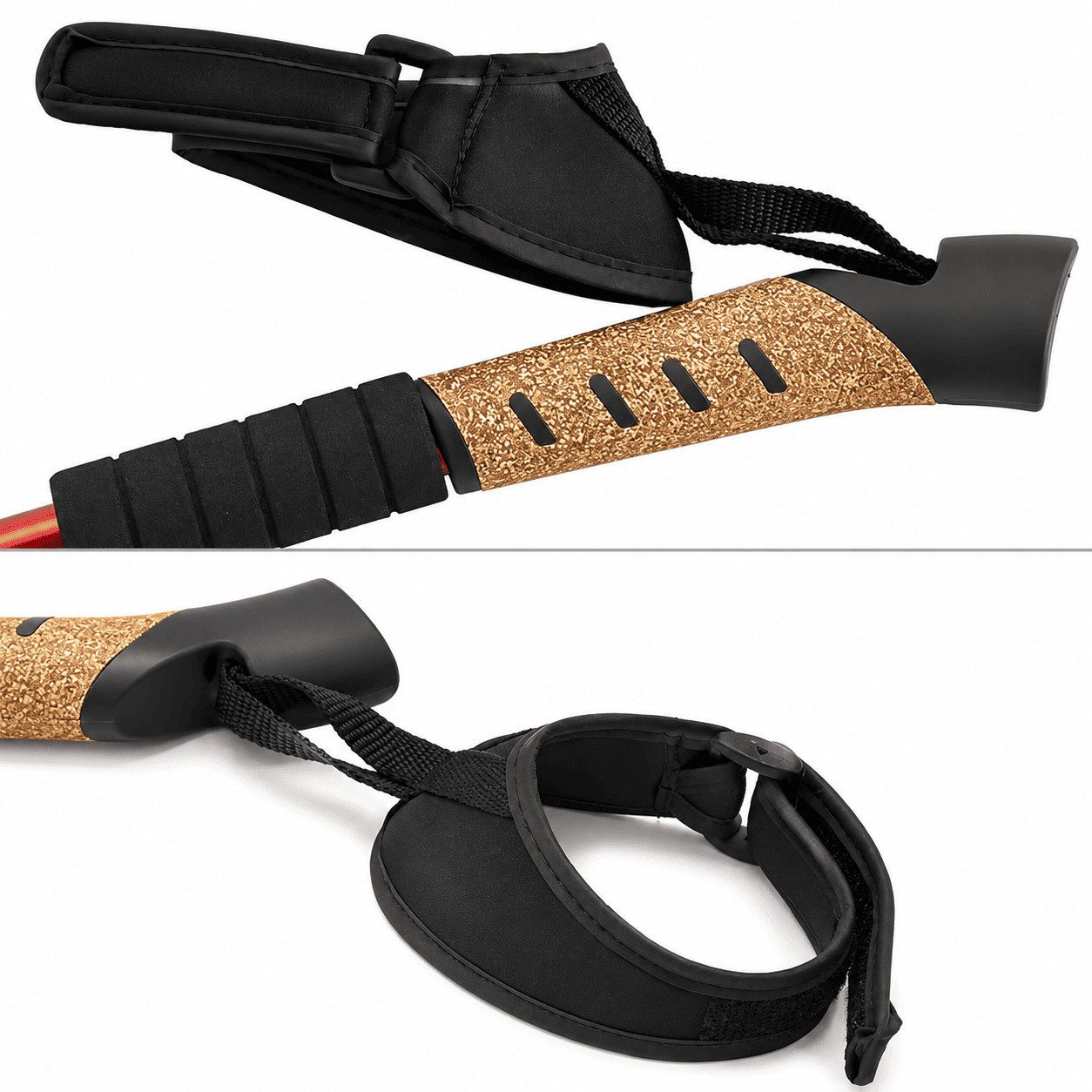 MidGard Nordic-Walking-Stöcke Teleskop Antischock Wanderstöcke aus Aluminiumlegierung mit Korkgriff (2 St), Leicht, mit ergonomischen Korkgriffe inkl. Transporttasche